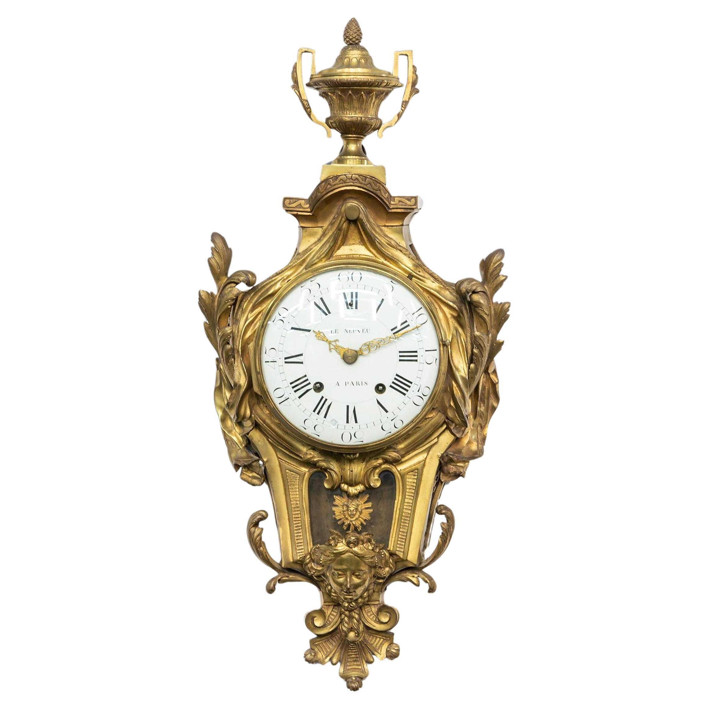 Louis-XVI-Cartel-Uhr aus dem 18. Jahrhundert von Le Nepveu im Angebot