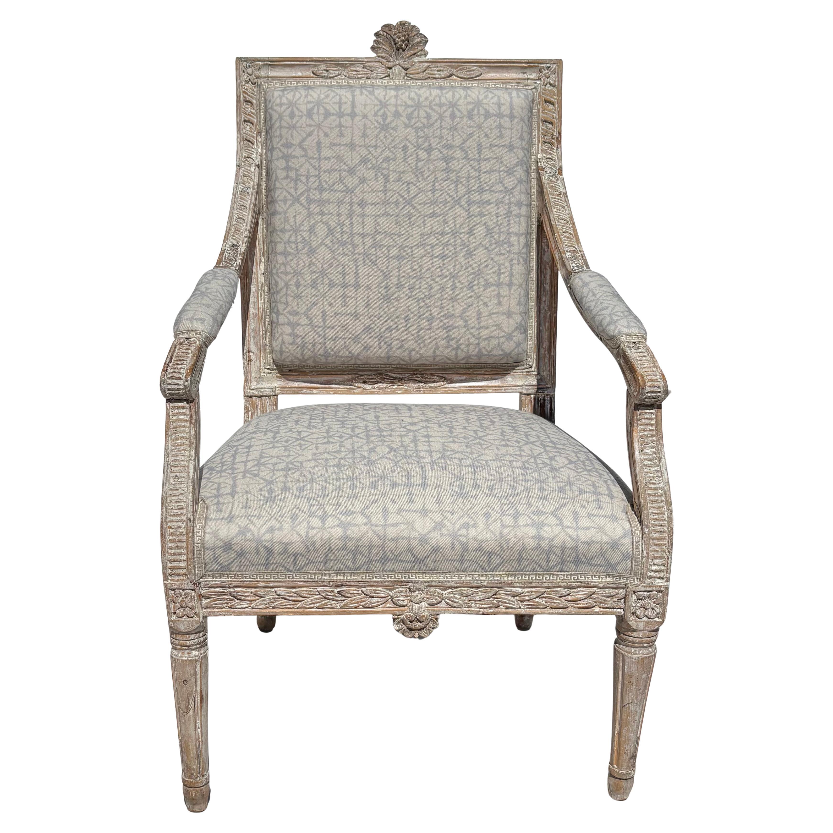 18th Century Louis XVI Carved Fauteuil