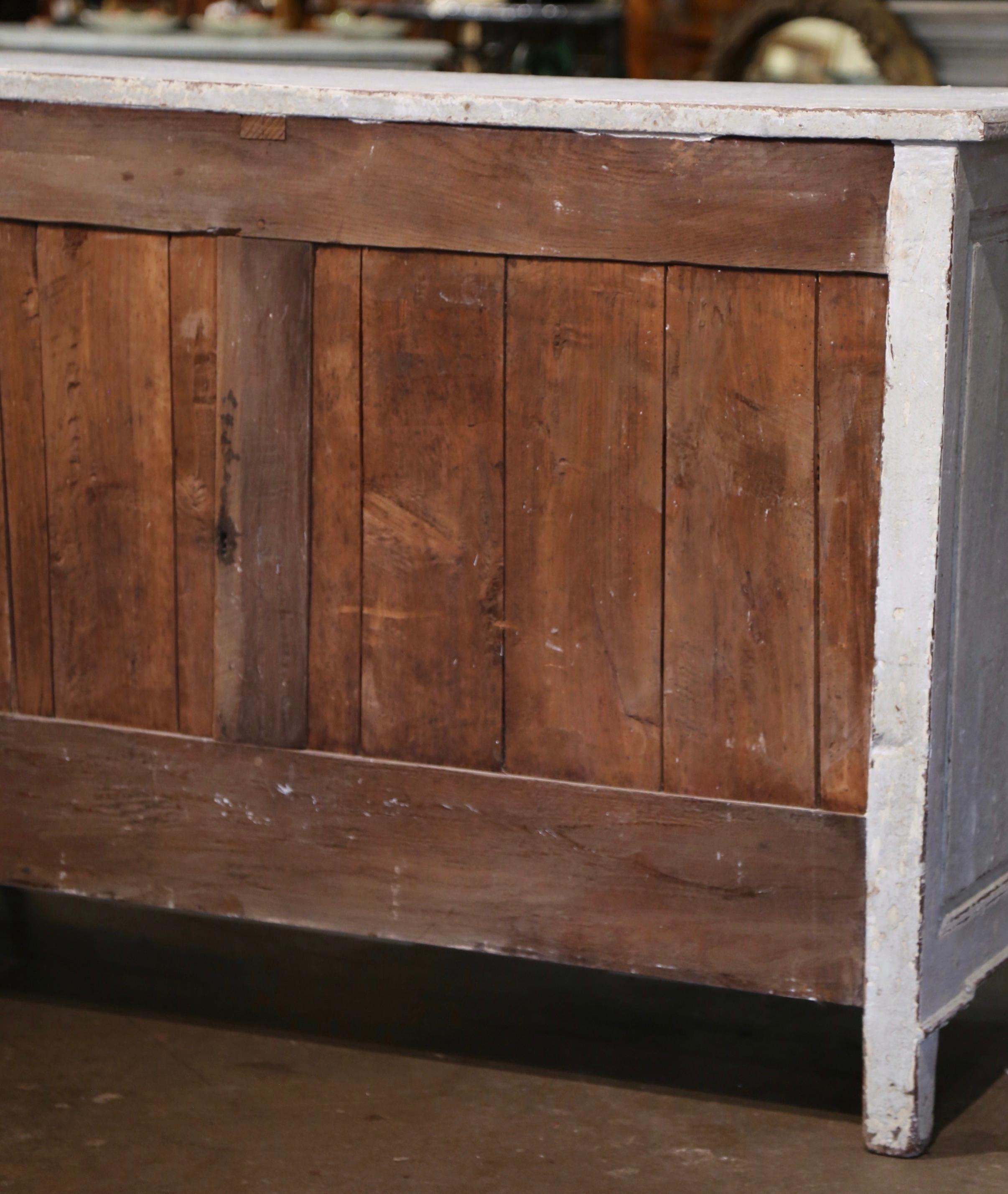 18th Century Louis XVI Carved & Painted Three-Drawer Chest with Faux Marble Top For Sale 9