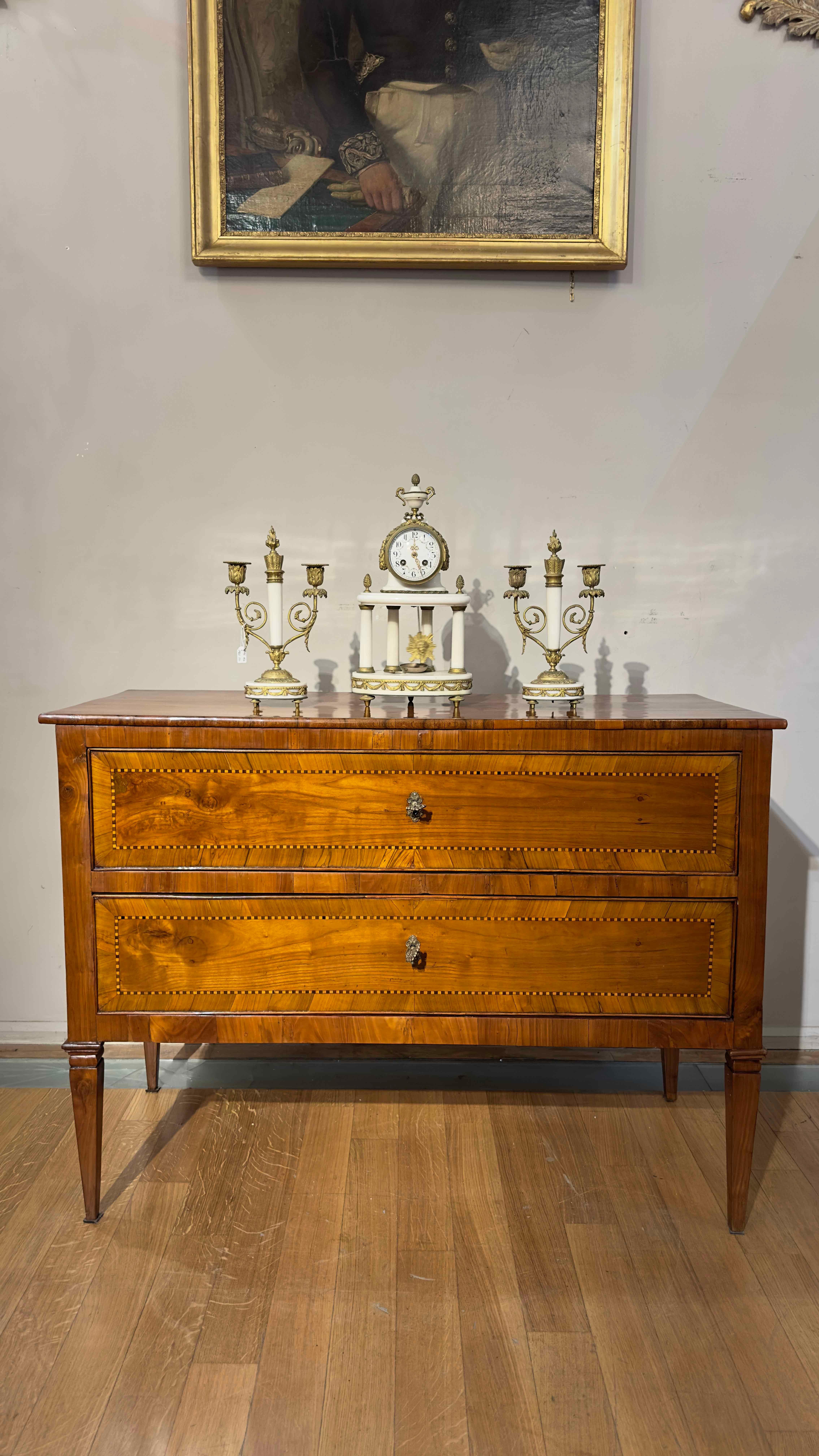 18th CENTURY LOUIS XVI CHEST OF SOLID CHERRY WOOD AND SLABS 2