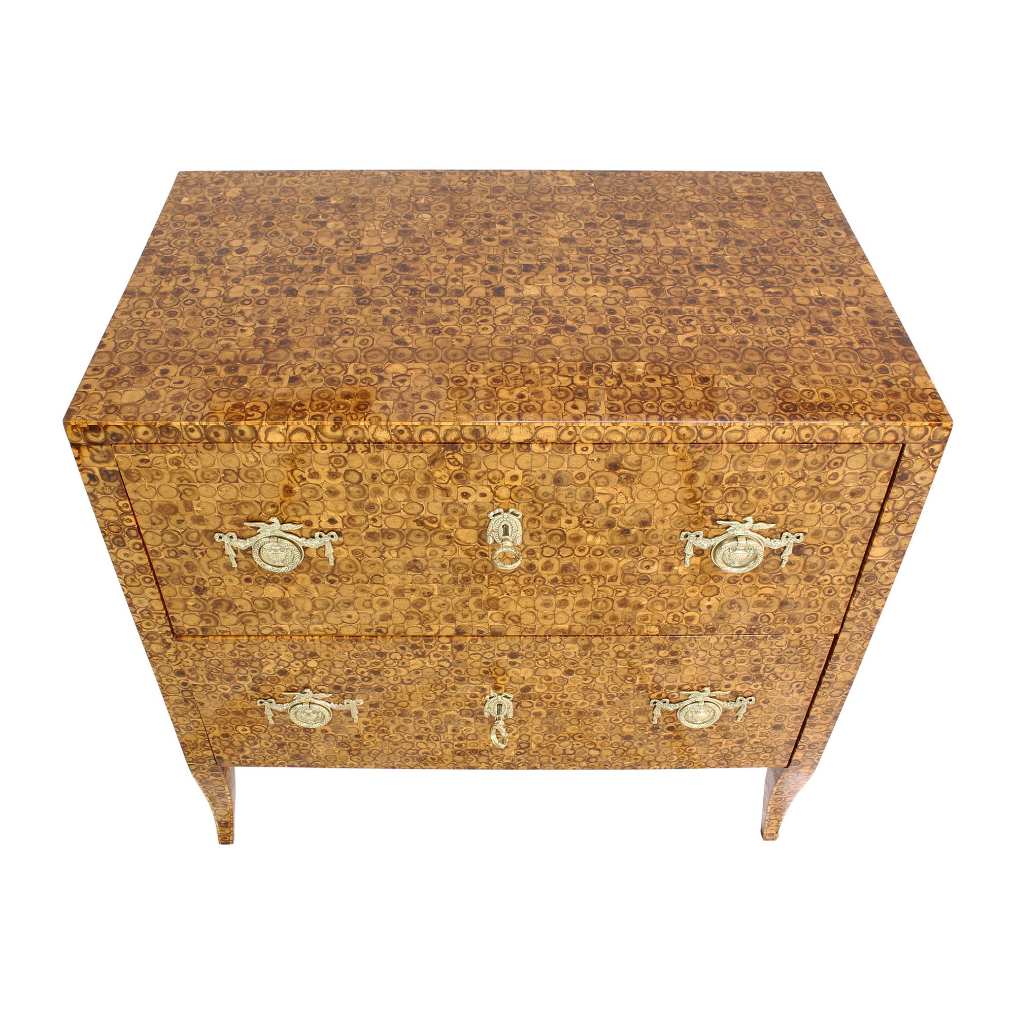 Polished 18th Century Louis XVI Chest of Two-Drawer with Olive Oyster Veneer