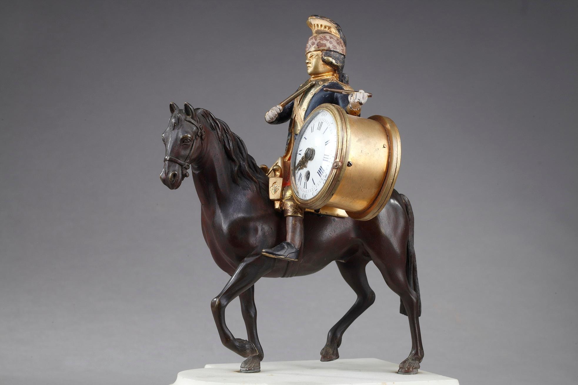 French 18th Century Louis XVI Clock Soldier on Horseback