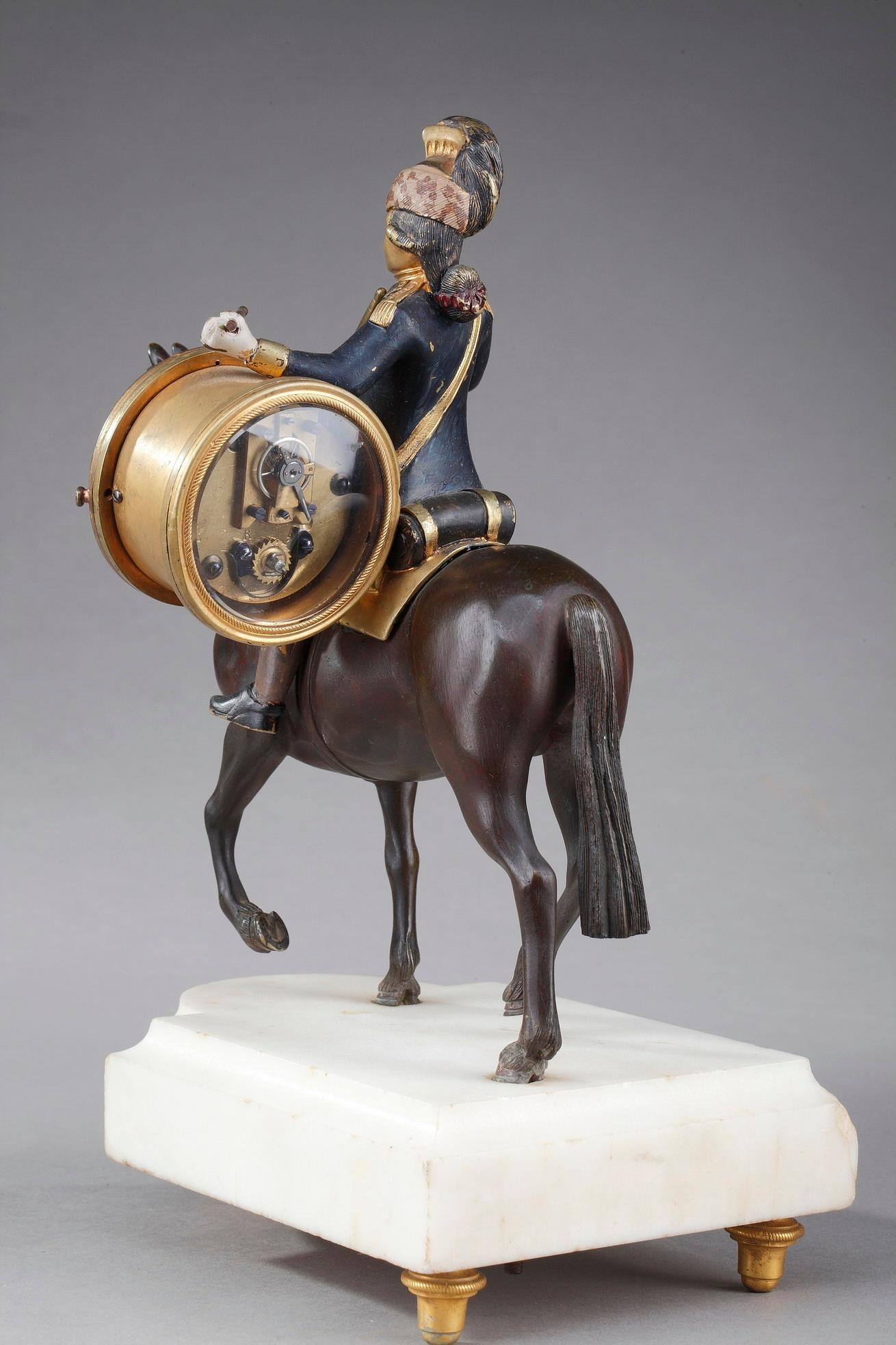 18th Century Louis XVI Clock Soldier on Horseback In Good Condition In Paris, FR