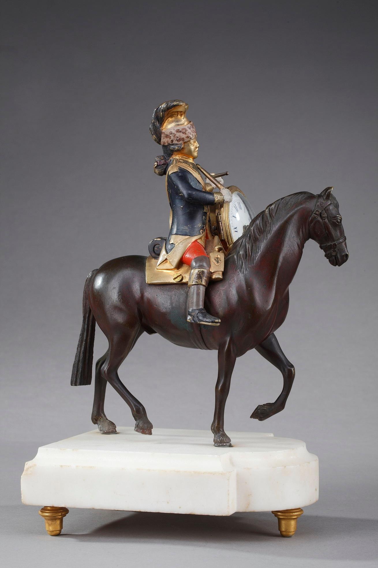 18th Century Louis XVI Clock Soldier on Horseback 2