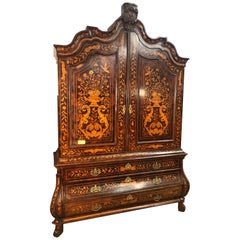 18th Century Louis XVI Dutch Inlay Trumeau Armoires , 1800s