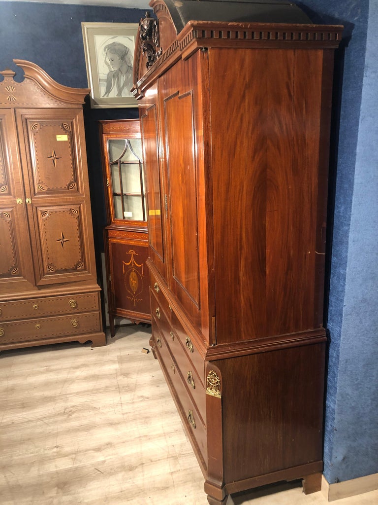 18th Century Louis XVI Dutch Mahogany Wardrobes Credenzas 1790 For Sale