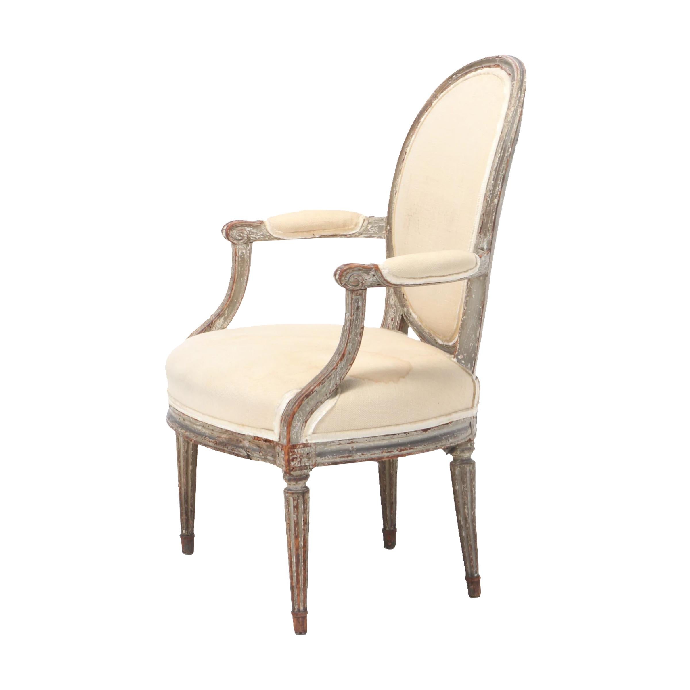 18th Century French Louis XVI Fauteuil In Good Condition In Chicago, IL