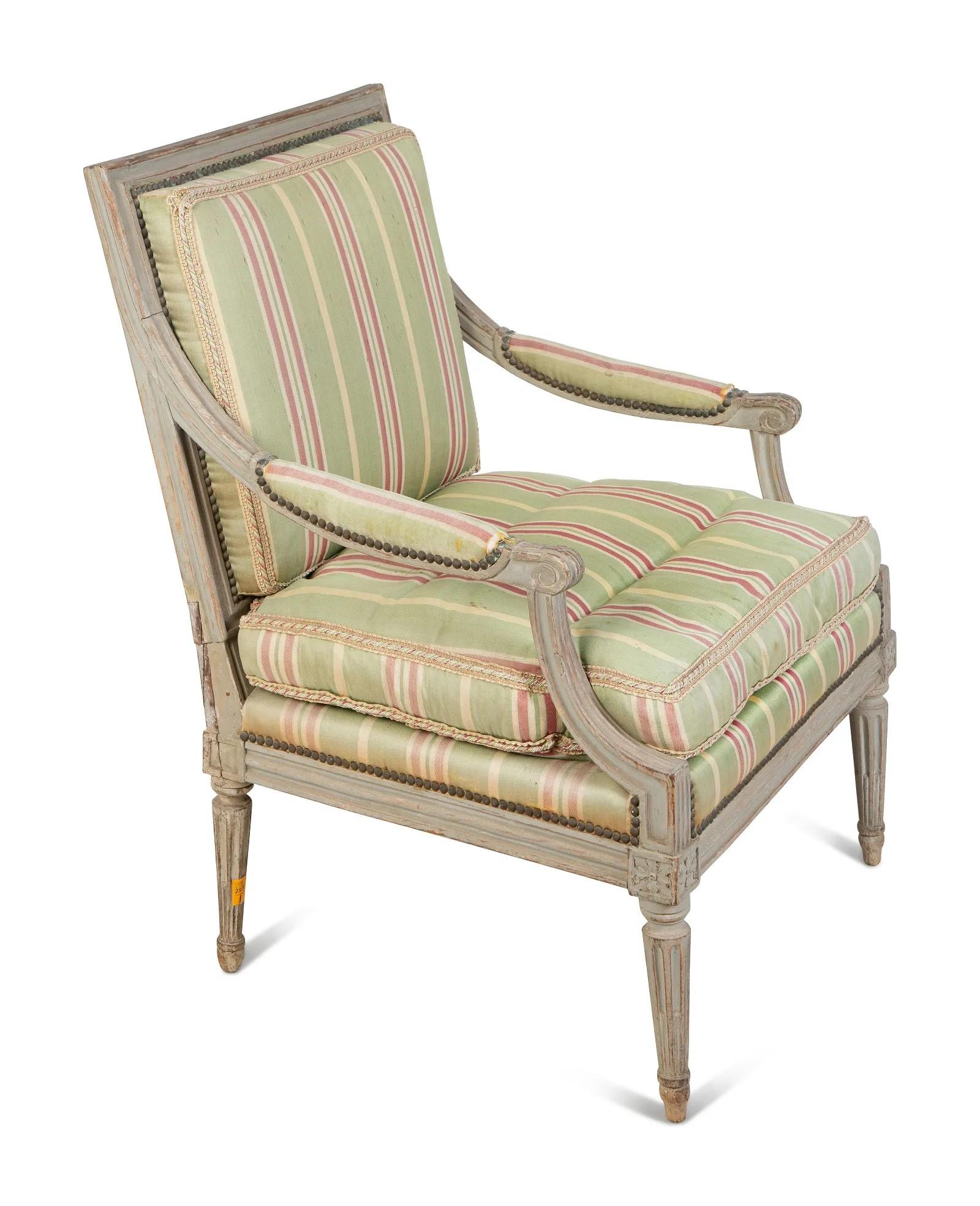 French 18th Century Louis XVI Fauteuil in Original Painted Finish For Sale