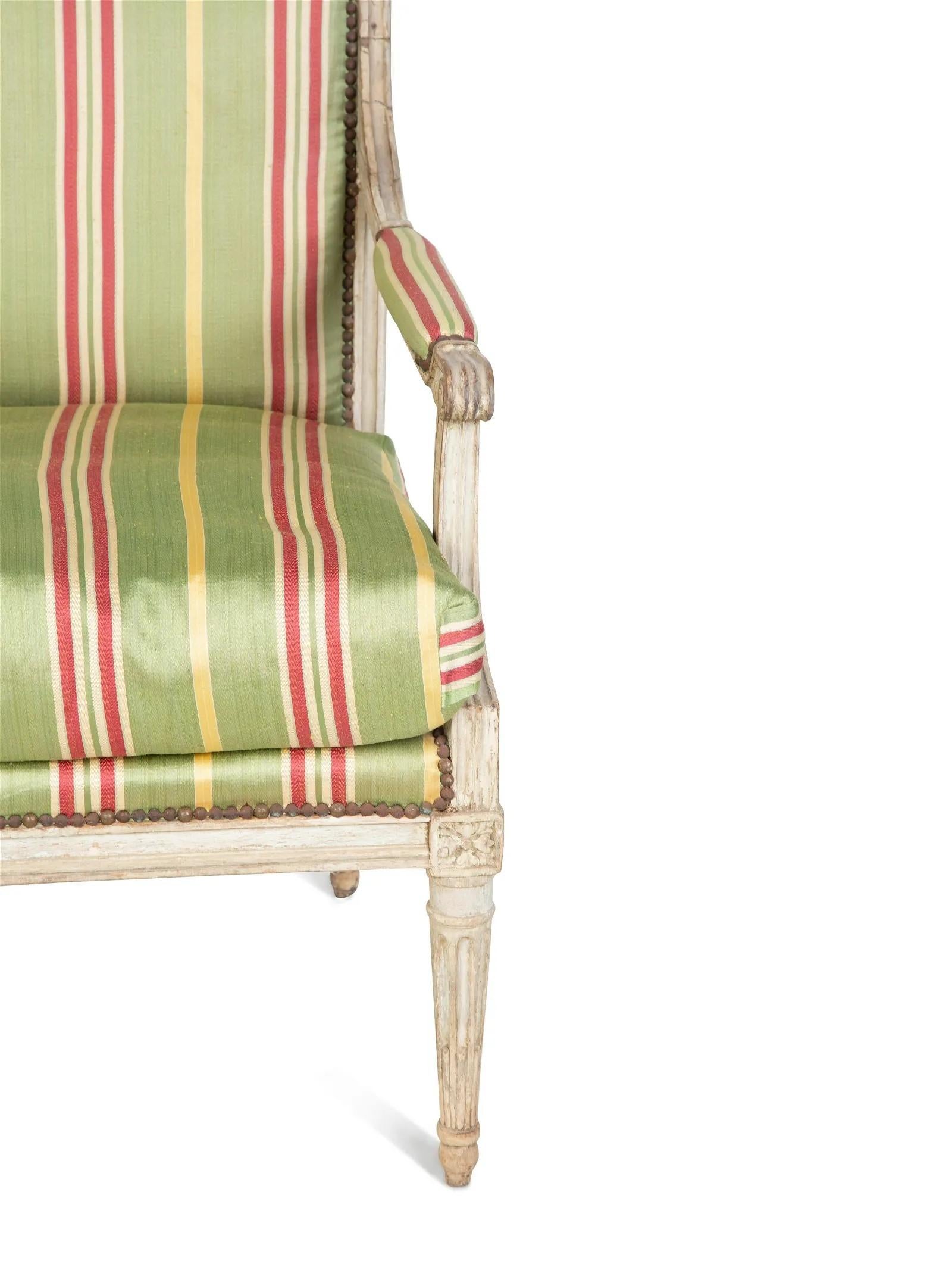 French 18th Century Louis XVI Fauteuil in Original Painted Finish For Sale