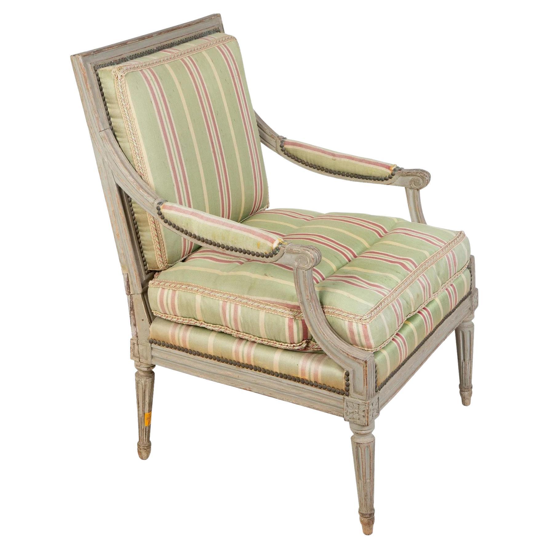 18th Century Louis XVI Fauteuil in Original Painted Finish For Sale