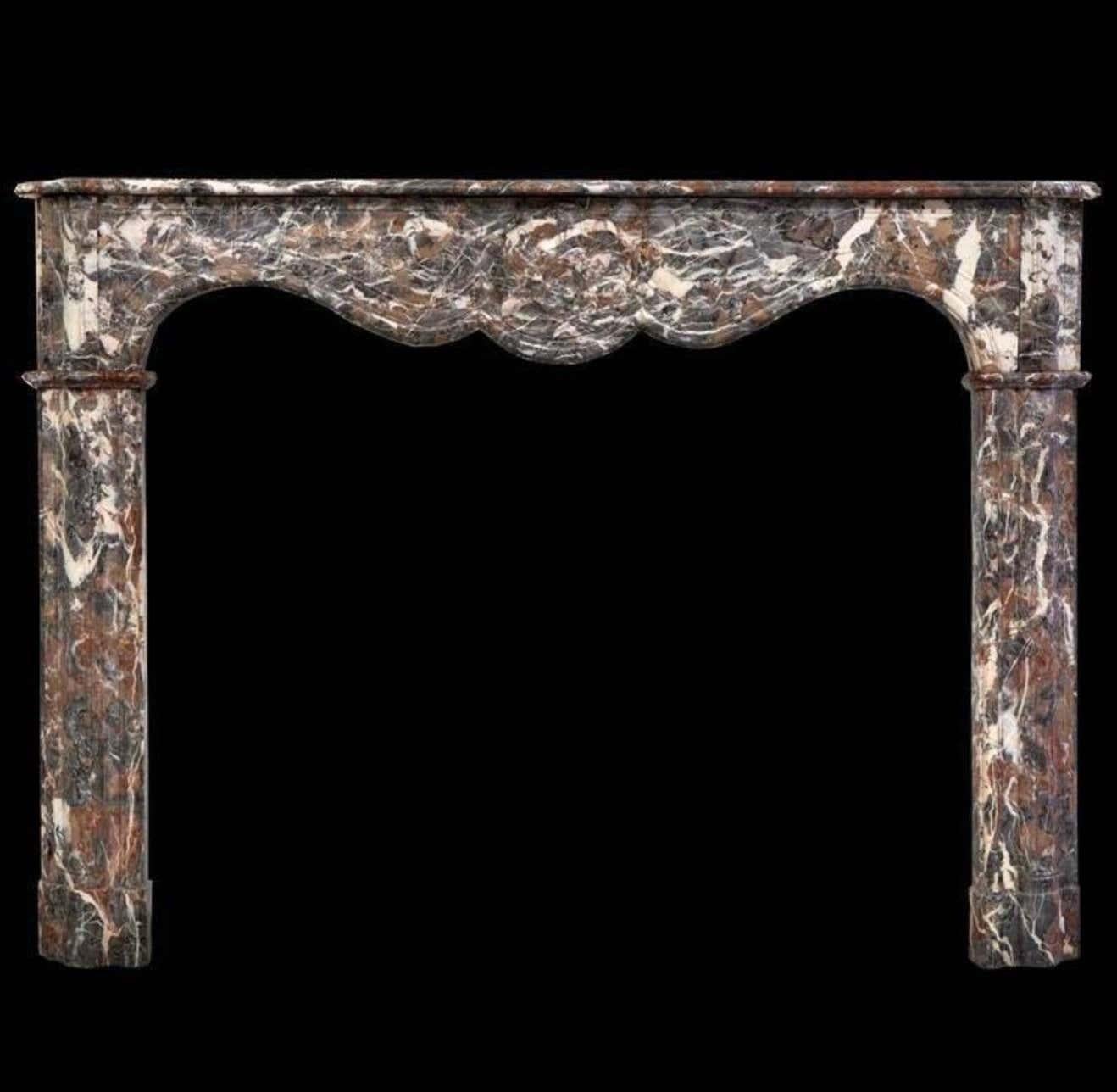 18th Century and Earlier 18th Century, Louis XVI Fireplace Mantel in Rare Rouge Royal Marble For Sale