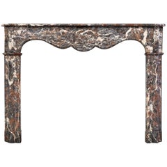 18th Century, Louis XVI Fireplace Mantel in Rare Rouge Royal Marble