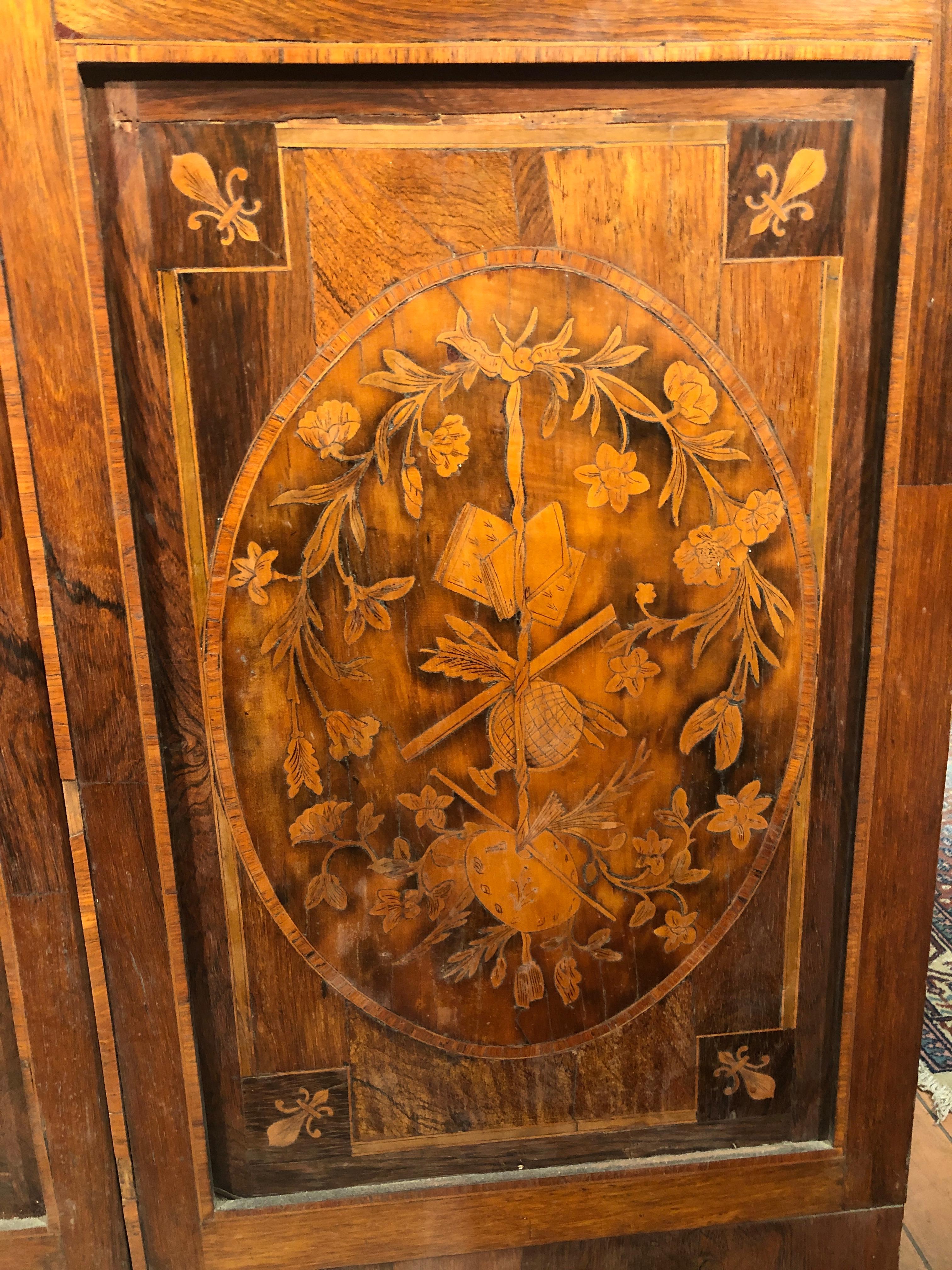 Marquetry 18th Century Louis XVI France Rosewood Walnut Inlay Cabinet, 1790s