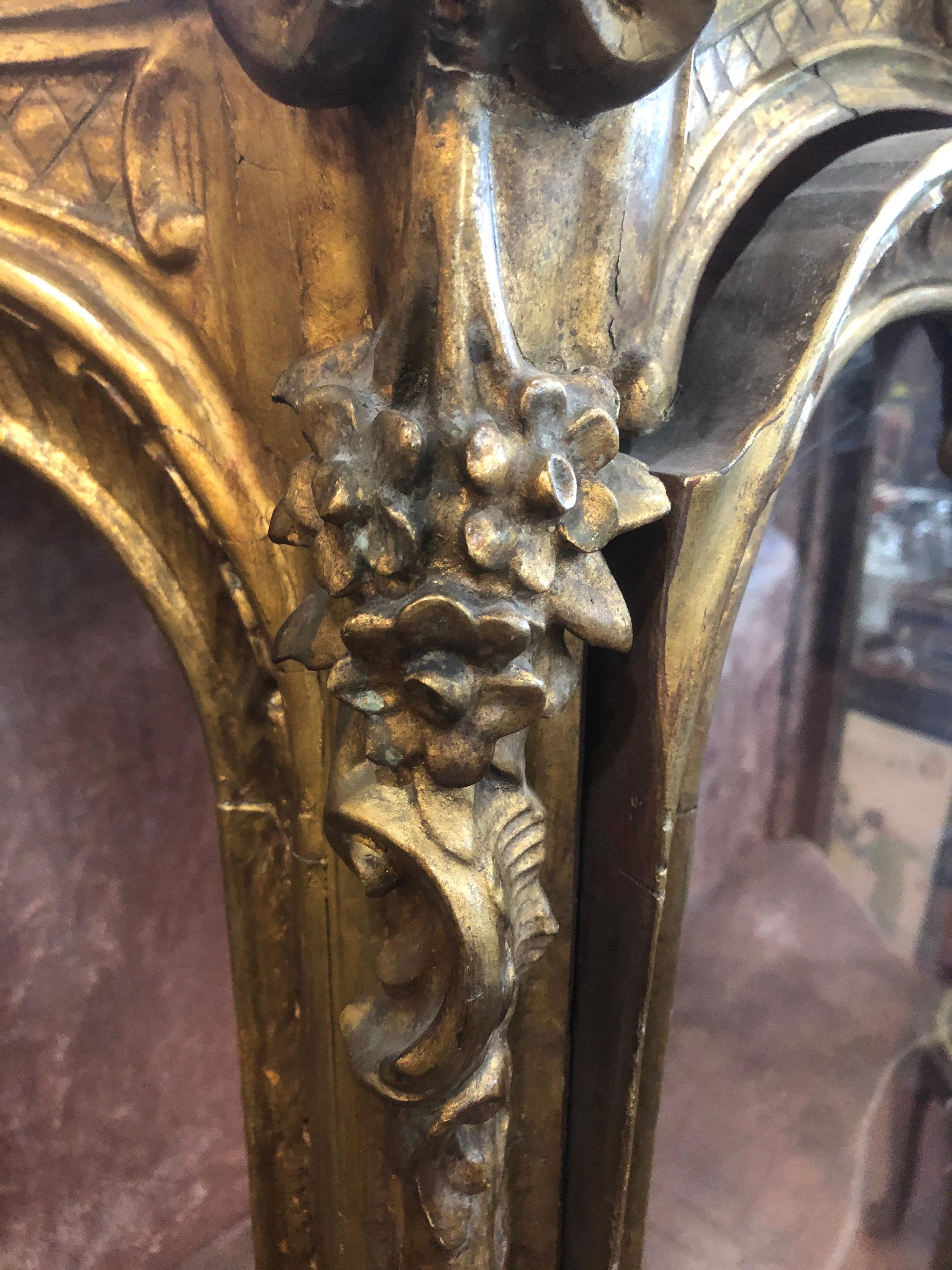 19th Century Louis XVI French Gilt Cabinet Vitrines Carved Gilt Wood 1840s For Sale 6