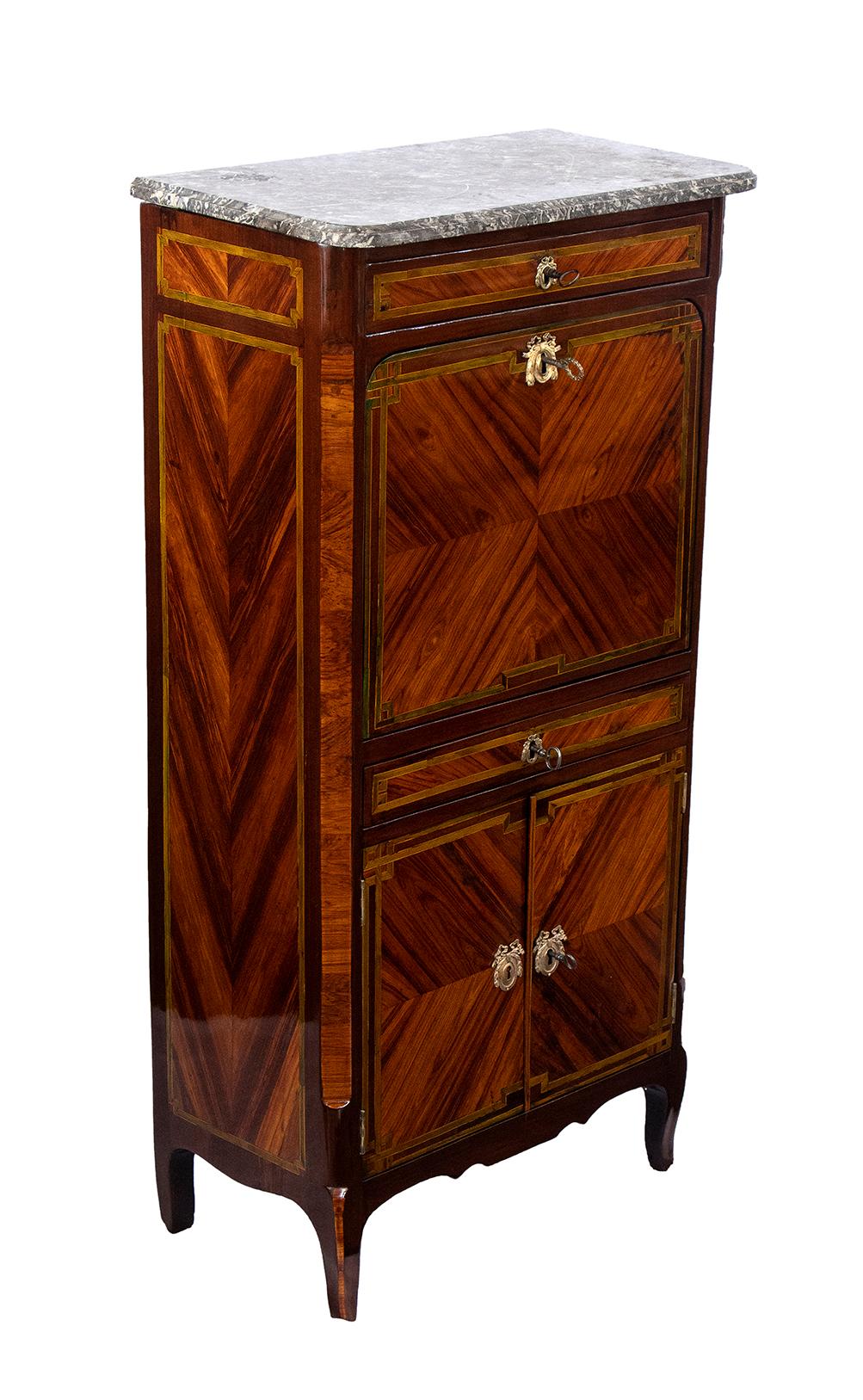Inlay 18th Century French Louis XV Kingwood Secretaire 1780 Signed P. Plée JME For Sale