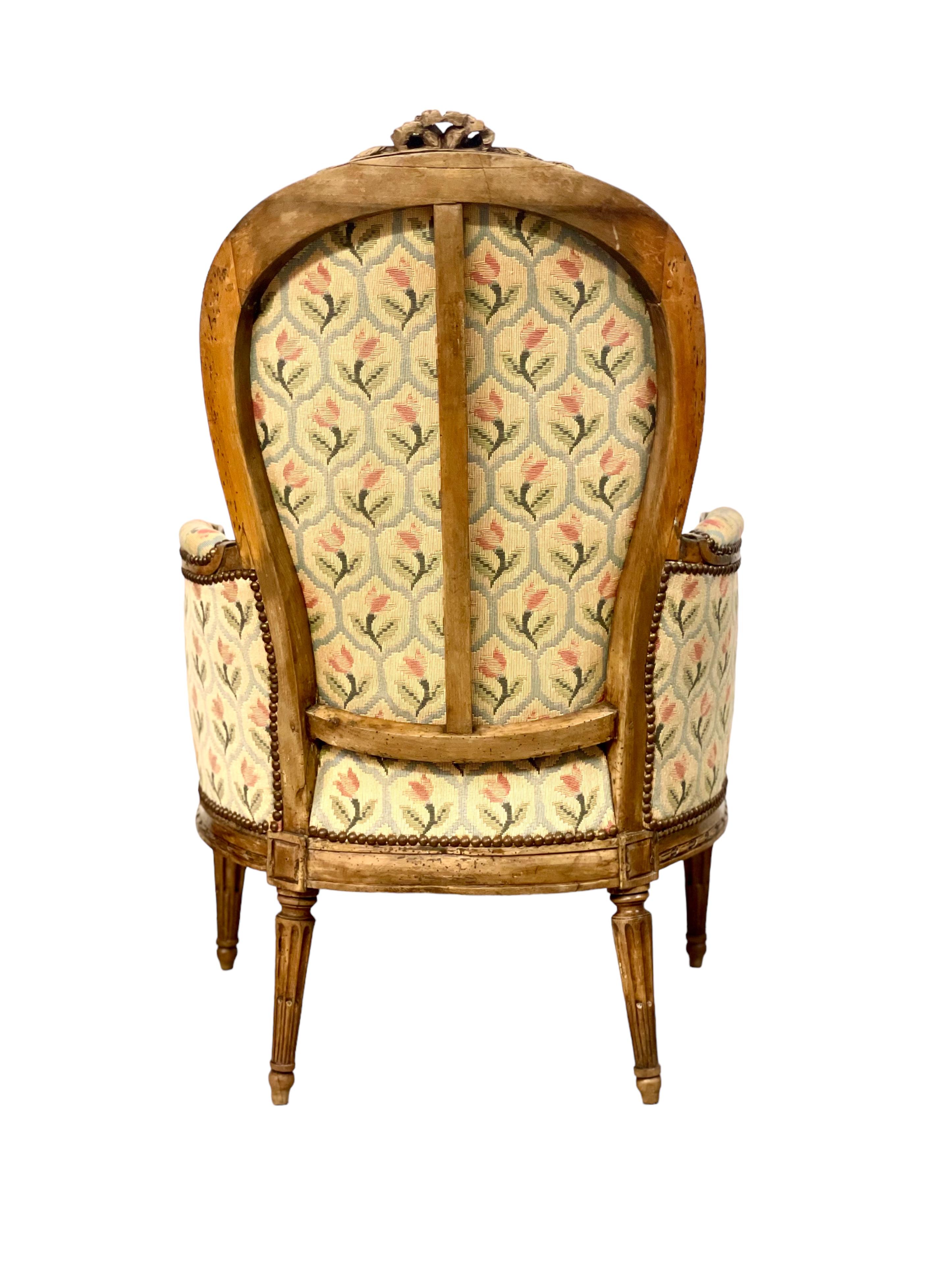 18th Century French Oak Bergere Chair  For Sale 7