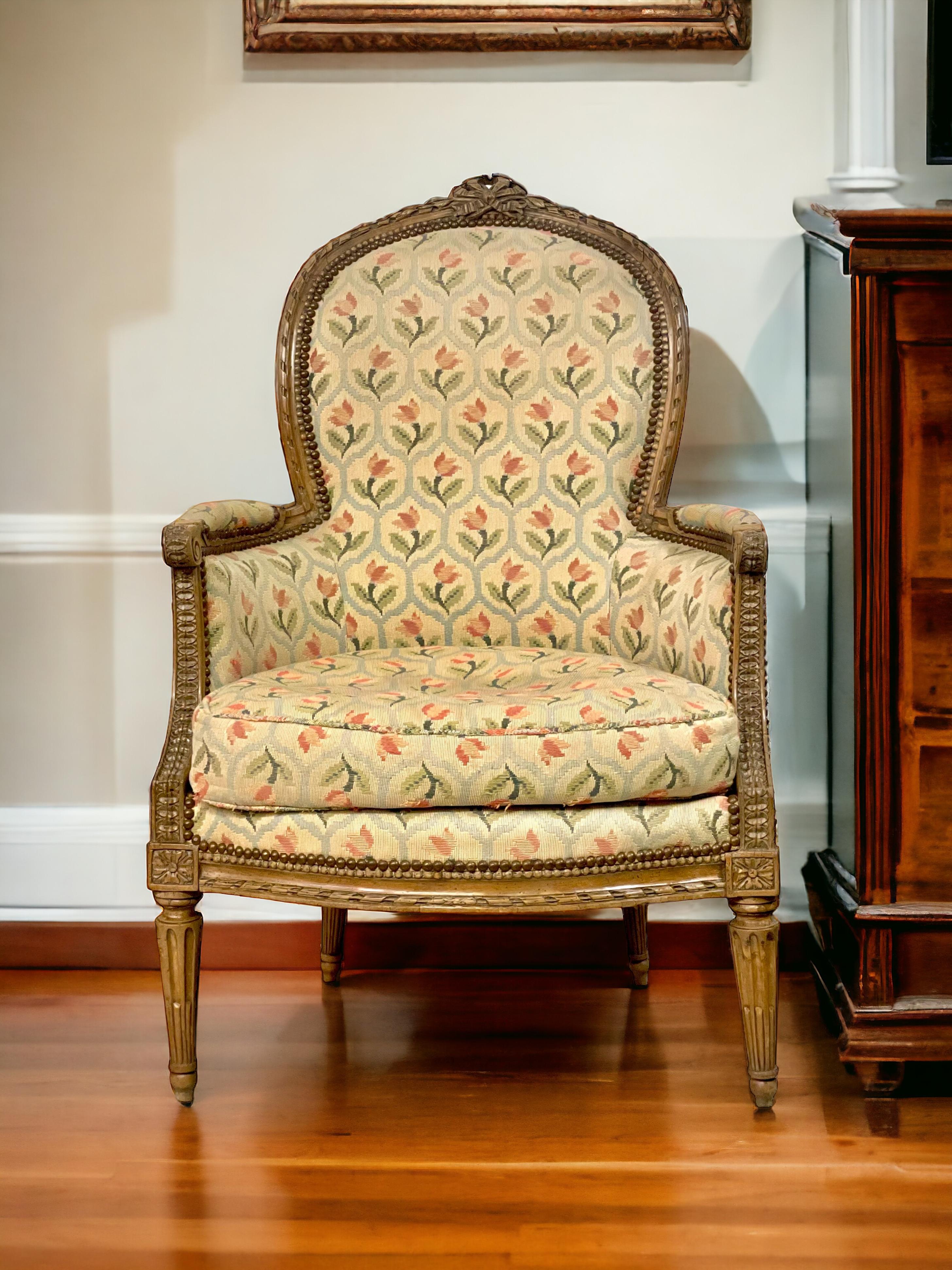 18th Century French Oak Bergere Chair  For Sale 11