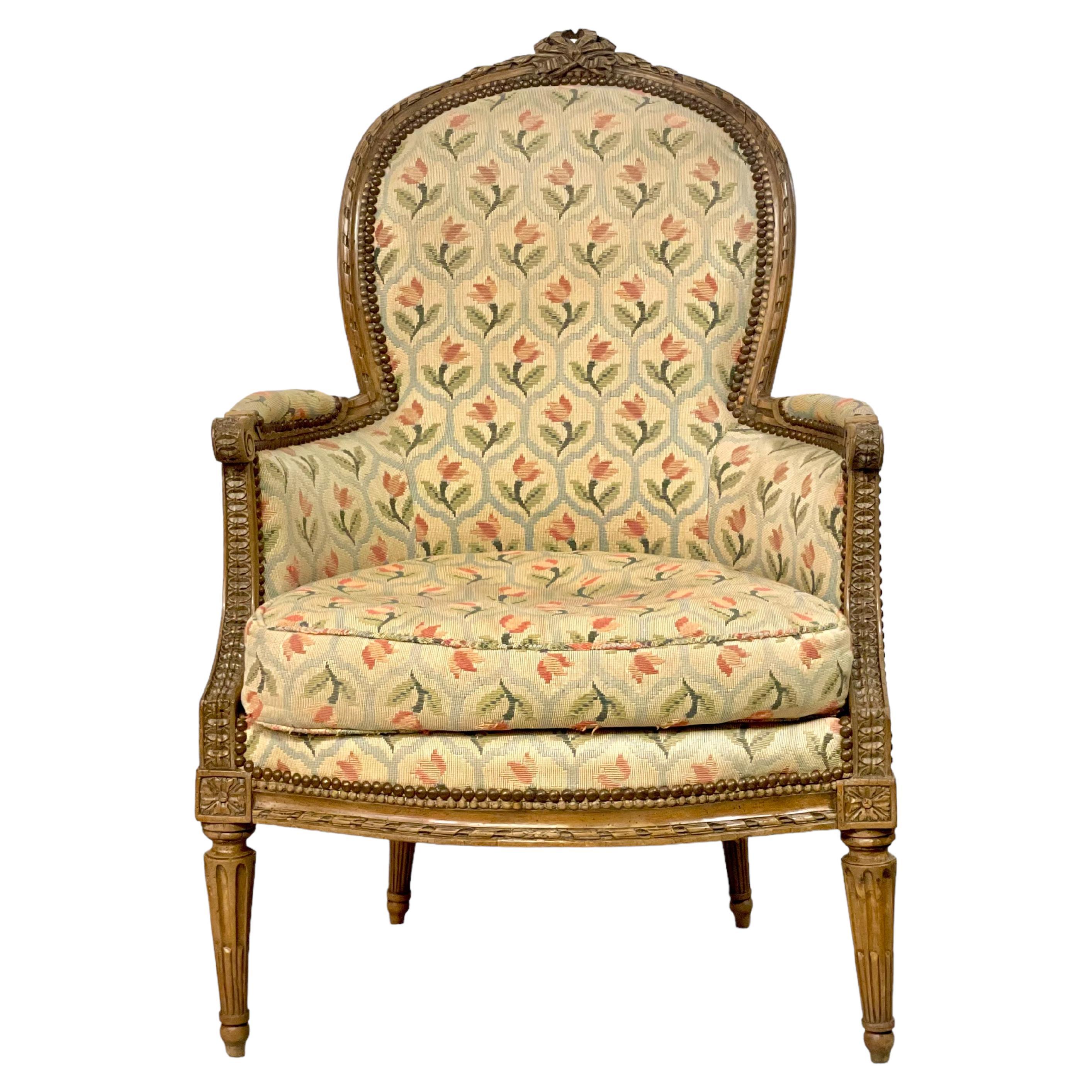 18th Century French Oak Bergere Chair  For Sale