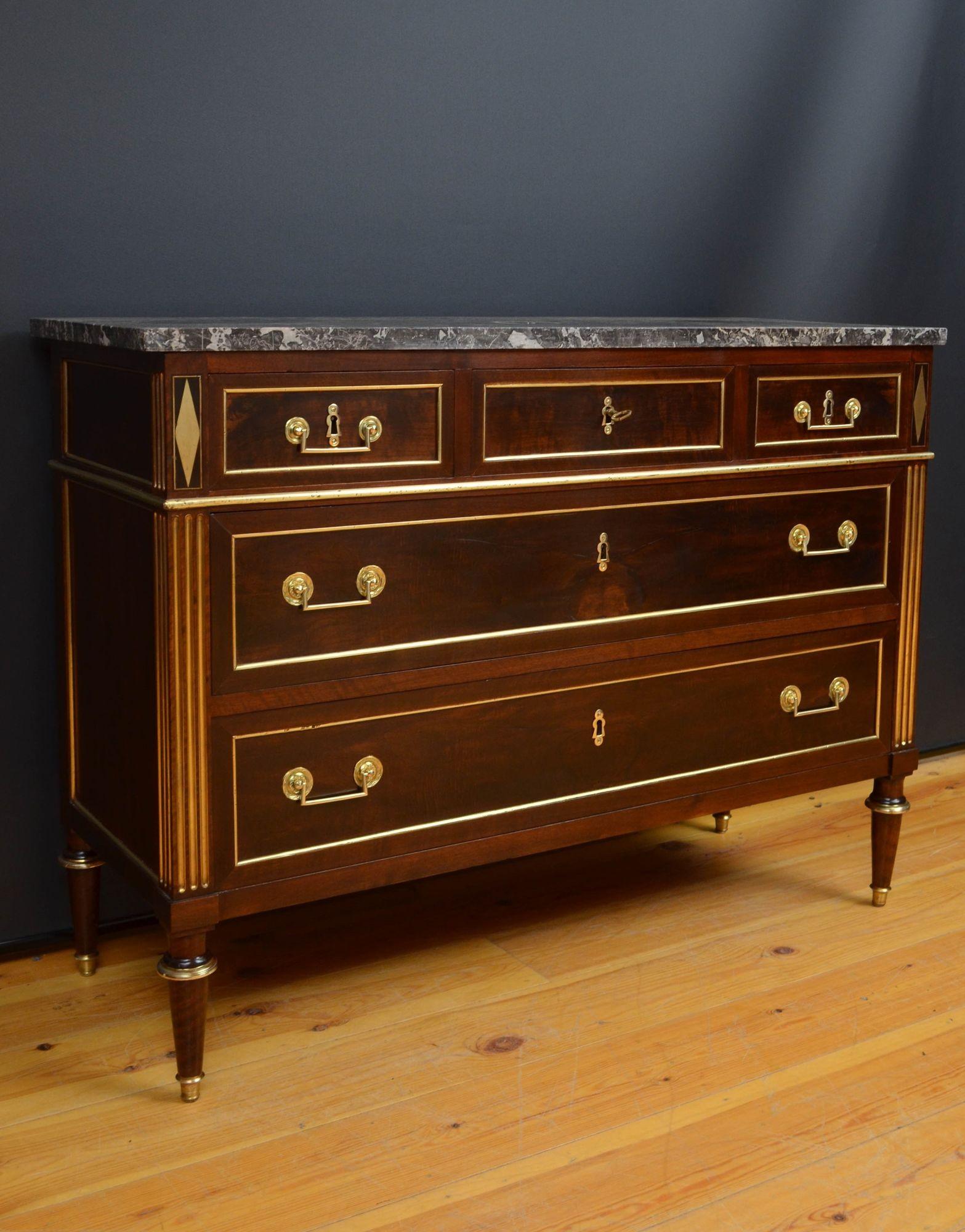 18th Century and Earlier 18th Century Louis XVI French Walnut commode For Sale