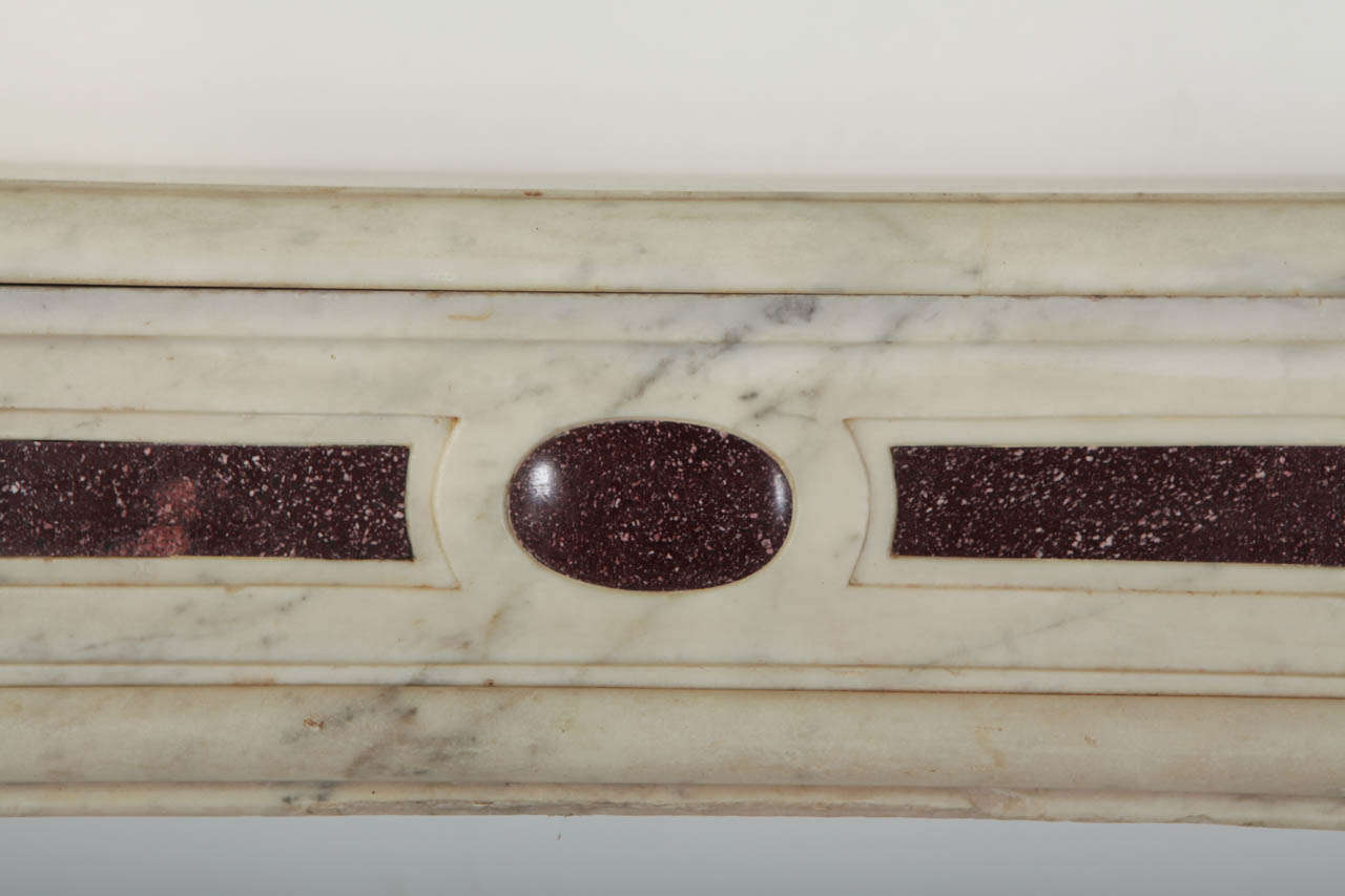 18th Century Louis XVI French White Marble Fireplace with Porphyry Insert For Sale 3