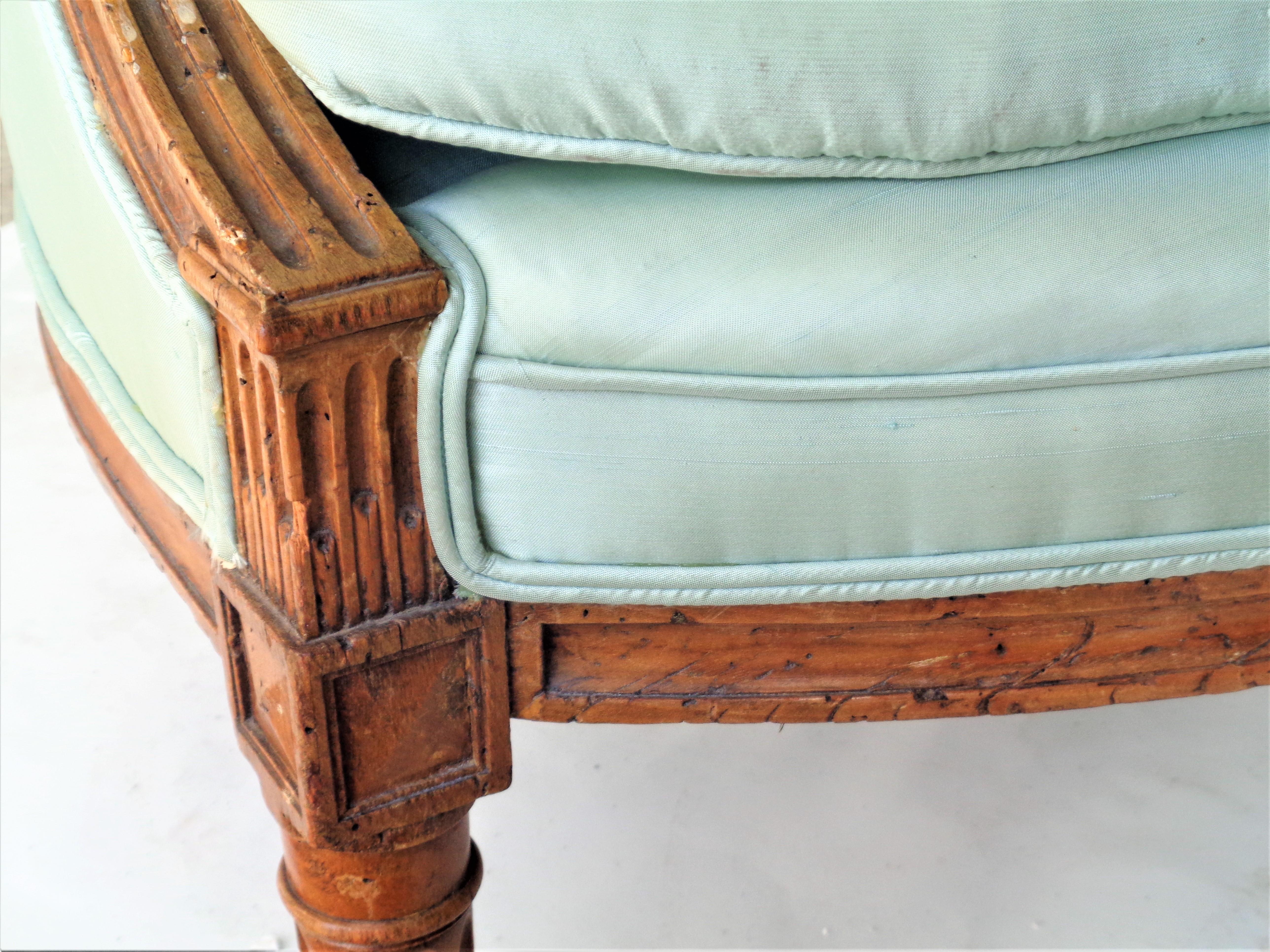 Upholstery 18th Century Louis XVI Fruitwood Marquise / Bergere  