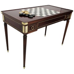 18th Century Louis XVI Game Table in Mahogany with Backgammon and Checkerboard