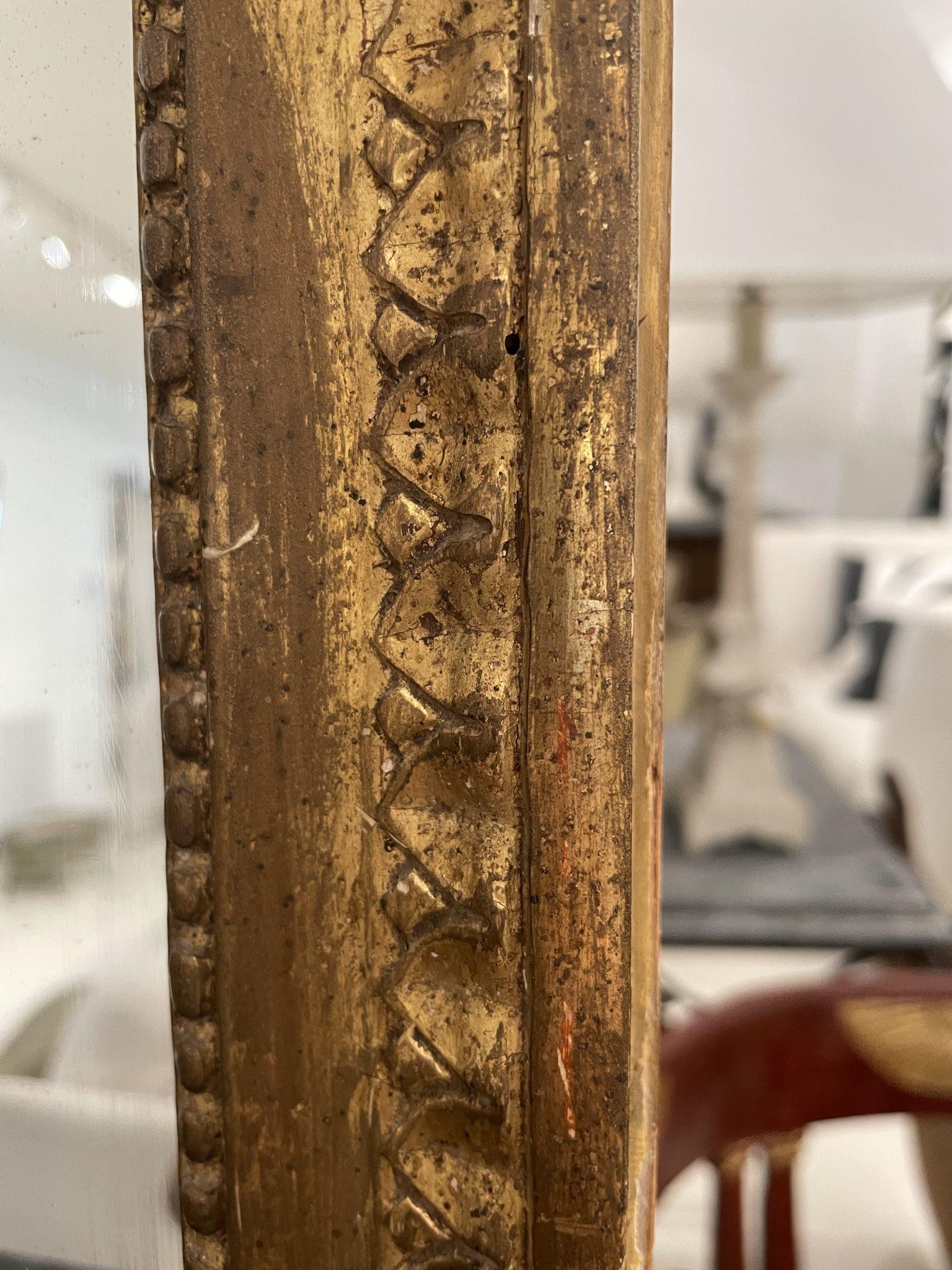 18th Century Louis XVI gilded Wood Mirror In Fair Condition In New Orleans, LA