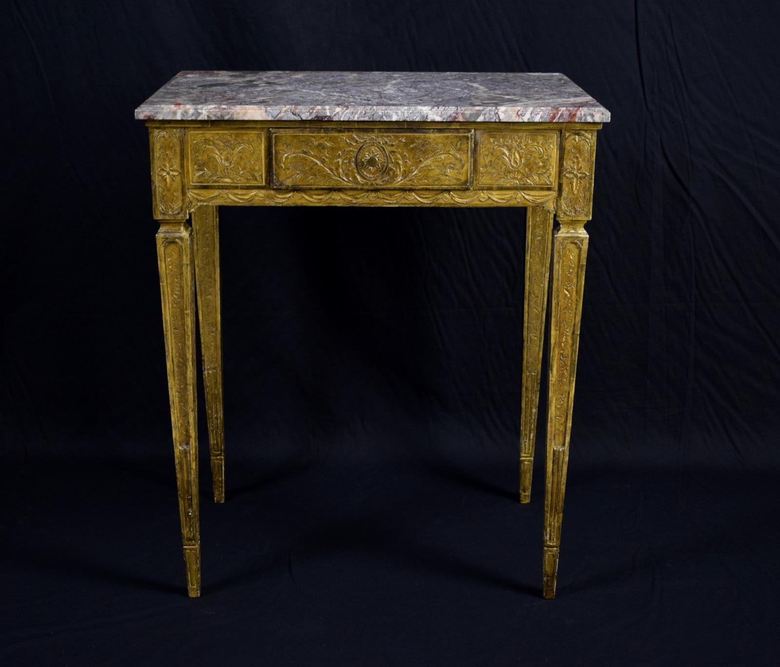 Giltwood center table, Louis XVI period.