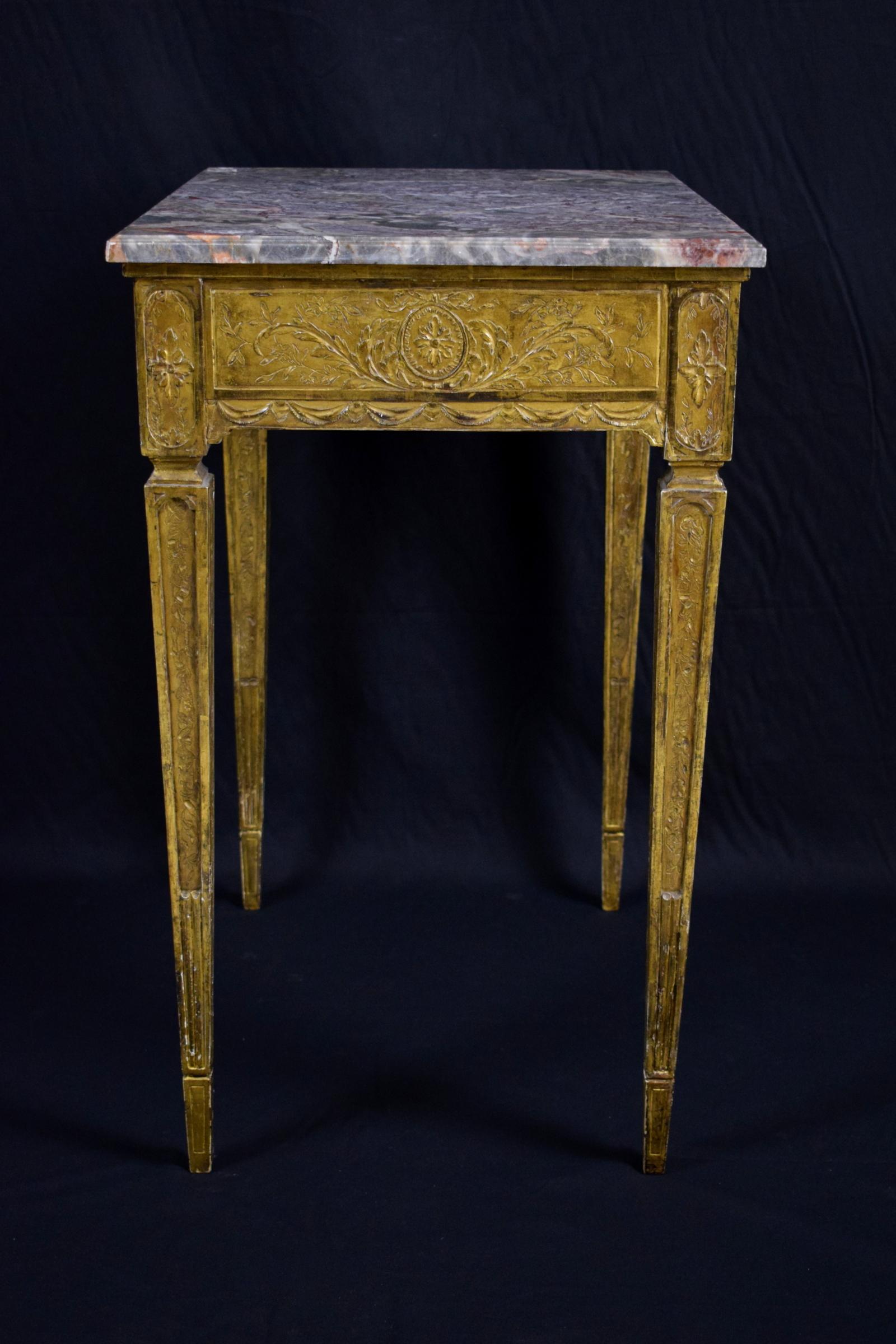 Esstisch aus vergoldetem Holz im Louis-XVI-Stil, 18. Jahrhundert (18. Jahrhundert und früher) im Angebot