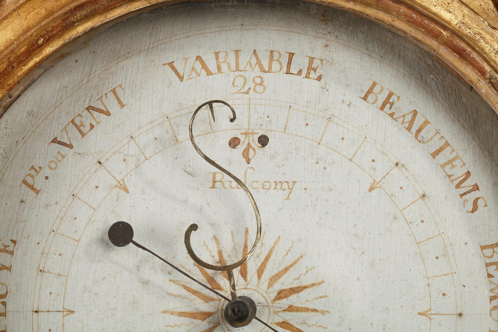 French 18th Century Louis XVI Giltwood Barometer and Thermometer