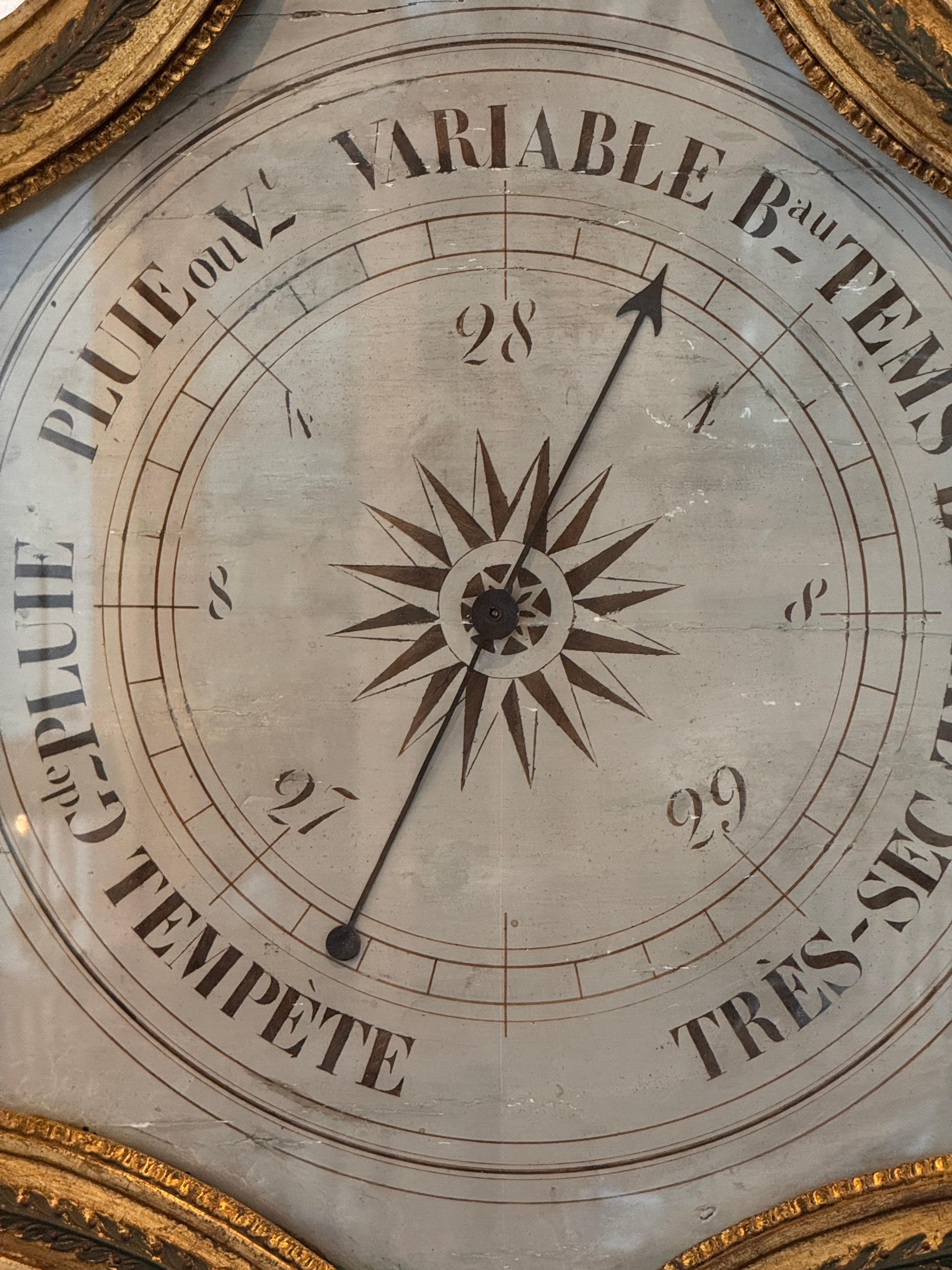 XVIIIe siècle et antérieur 18th Century Louis XVI Giltwood Barometer en vente
