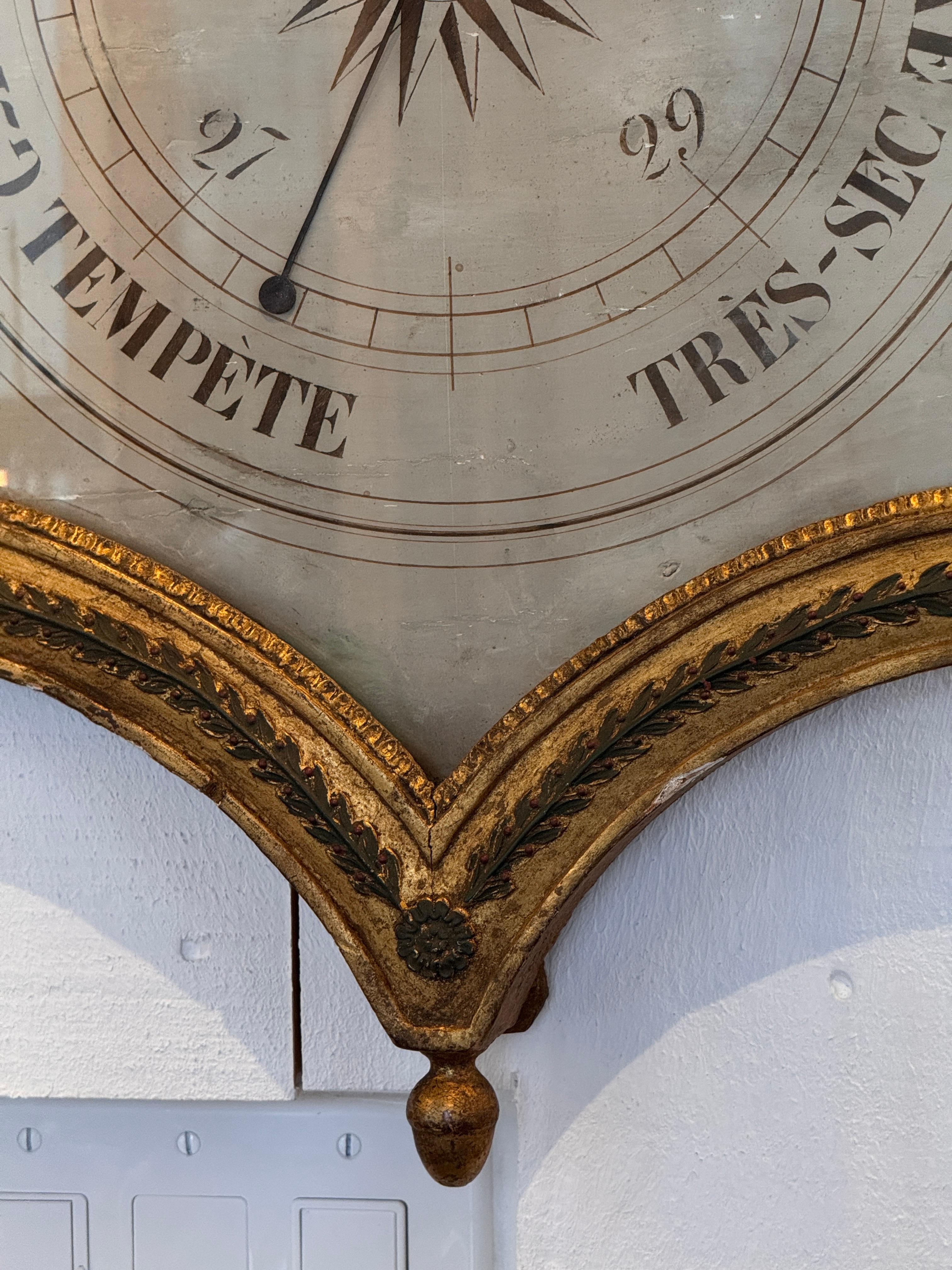Verre 18th Century Louis XVI Giltwood Barometer en vente