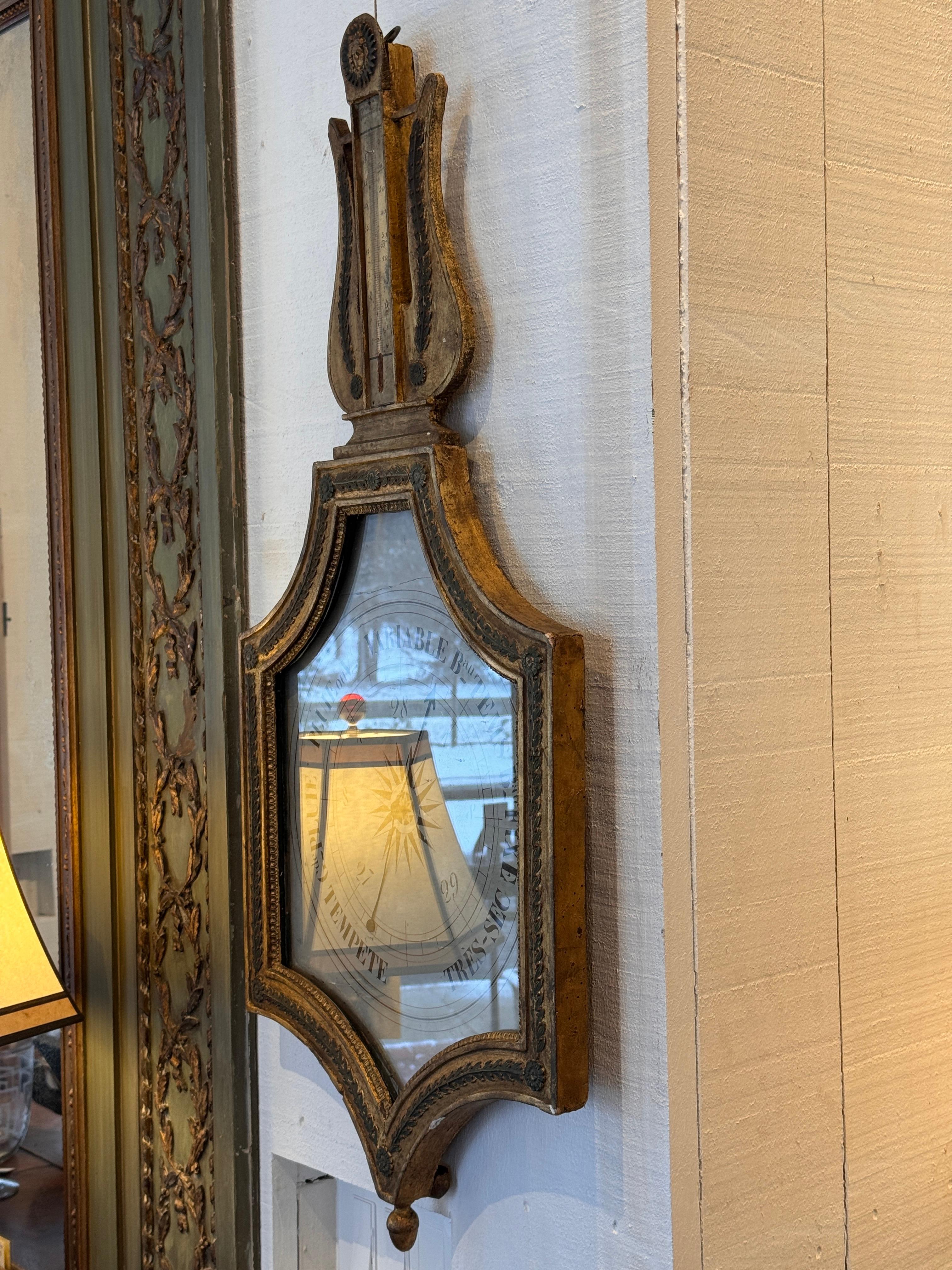 18th Century Louis XVI Giltwood Barometer en vente 3