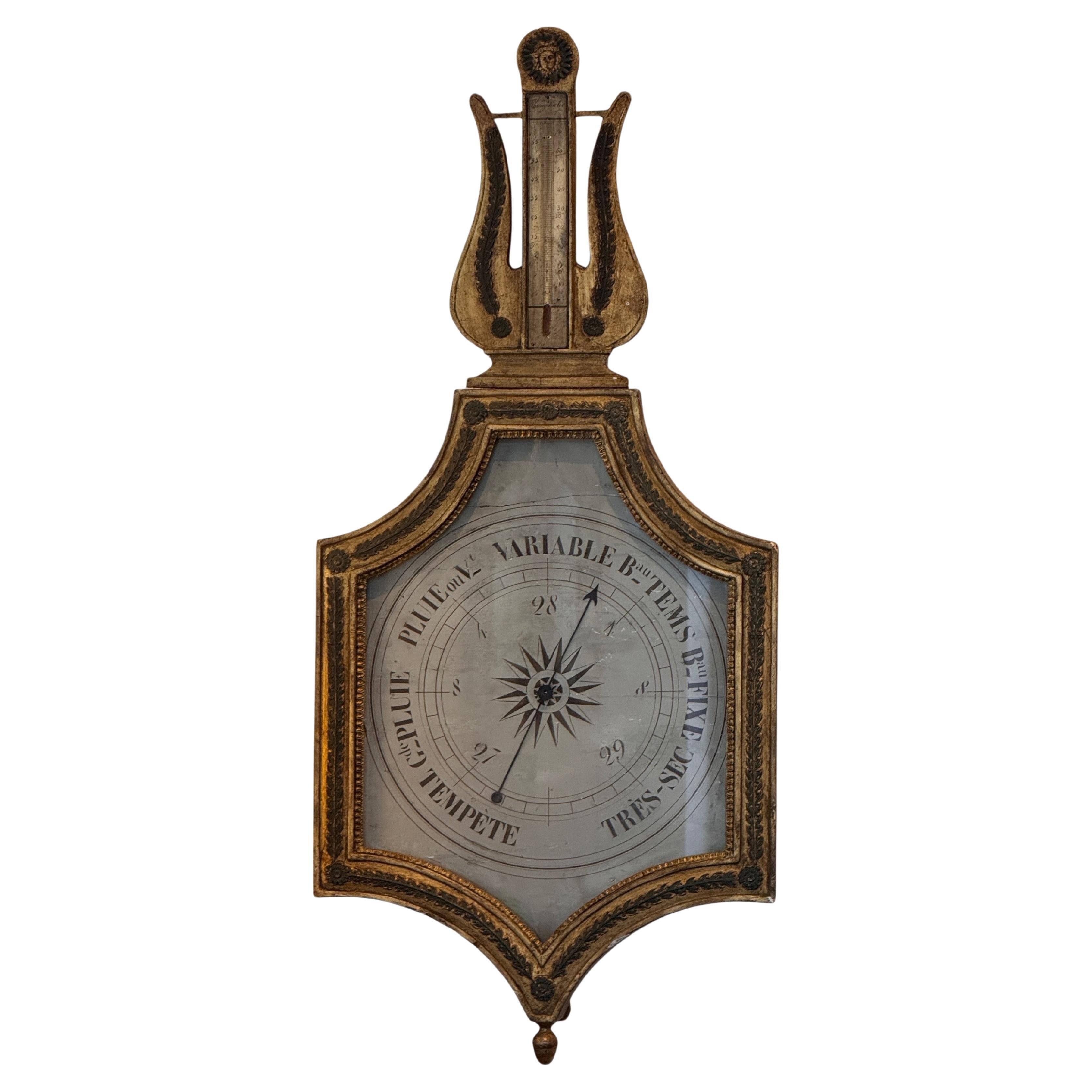 18th Century Louis XVI Giltwood Barometer