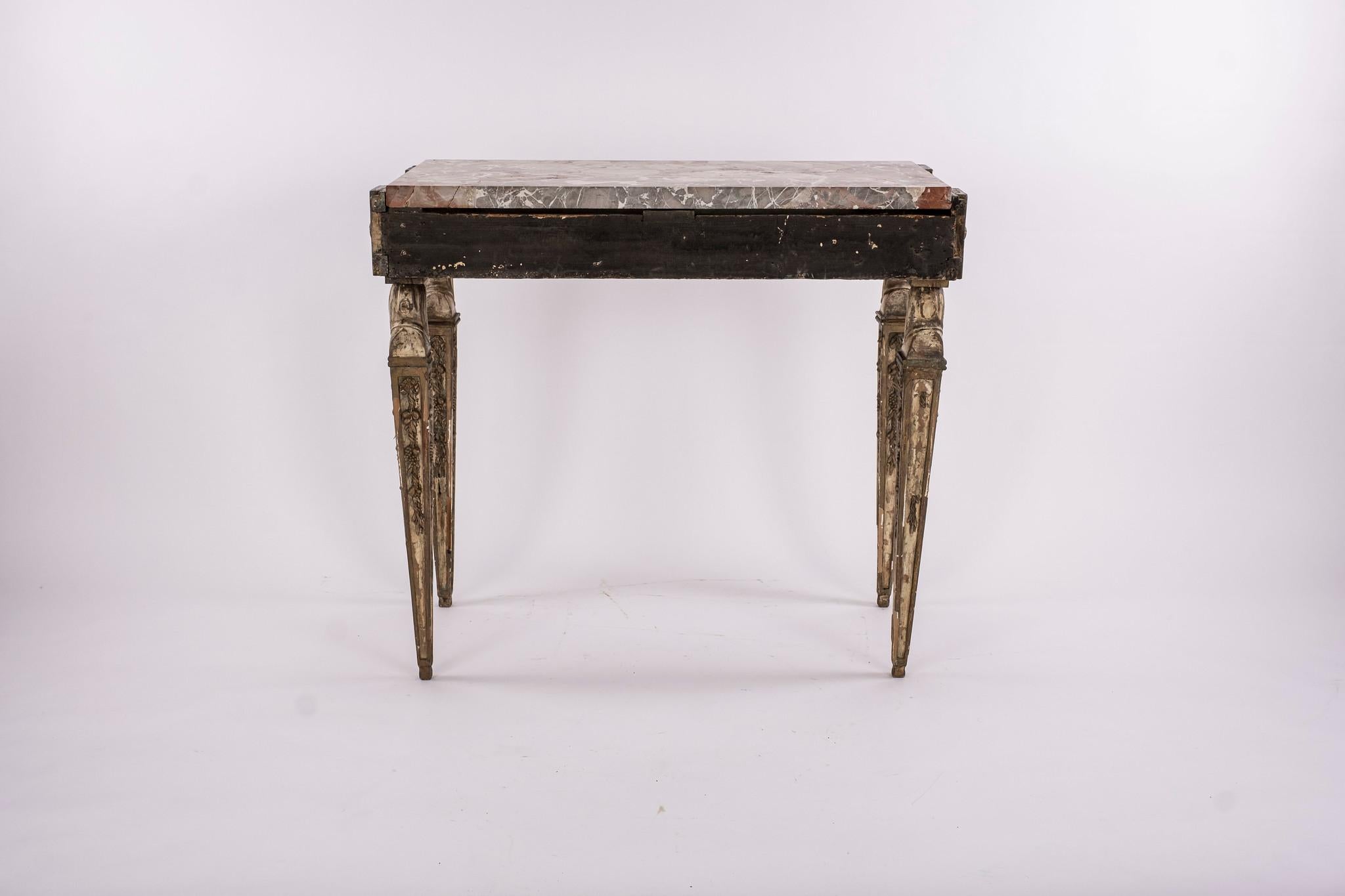 18th Century and Earlier 18th Century Louis XVI Giltwood Console with Marble Top