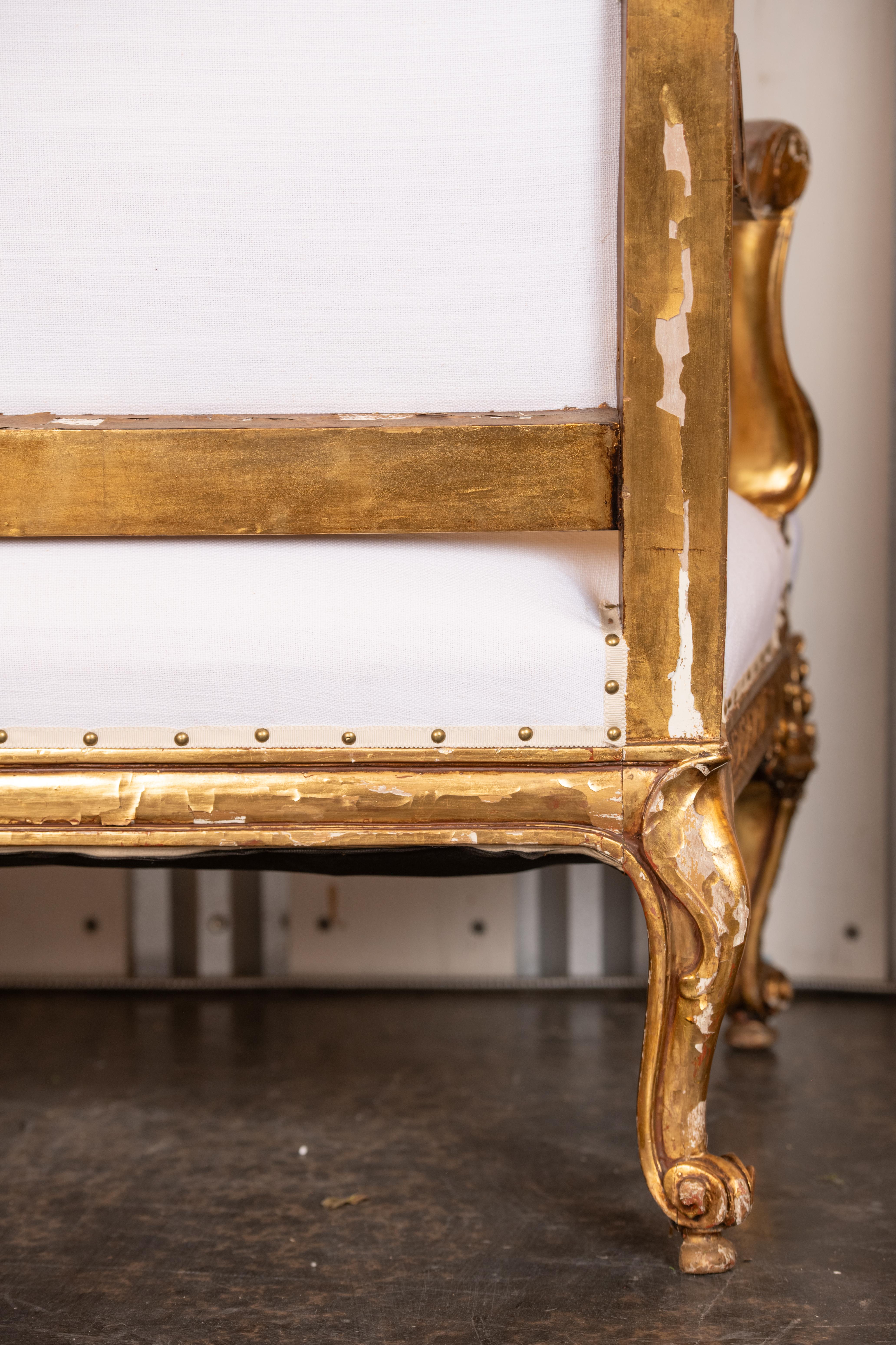 Canapé en bois doré Louis XVI du 18ème siècle en vente 6