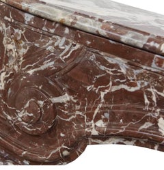 18th Century Louis XVI Hand Carved Rouge Marble Fireplace Surround