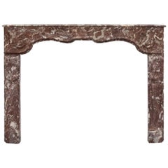 18th Century Louis XVI Hand Carved Rouge Marble Fireplace Surround