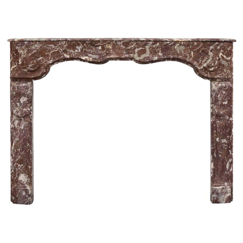 18th Century Louis XVI Hand-Carved Rouge Marble Fireplace Surround