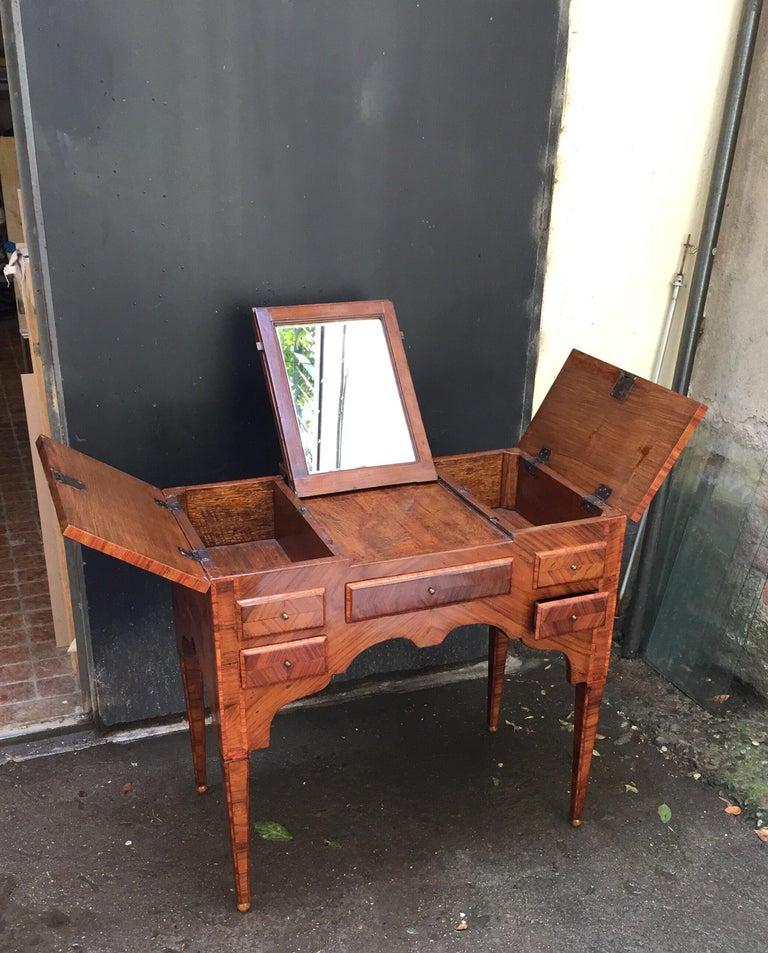 18th Century Louis XVI Italian Marquetry Dressing Table Lift Top Vanity