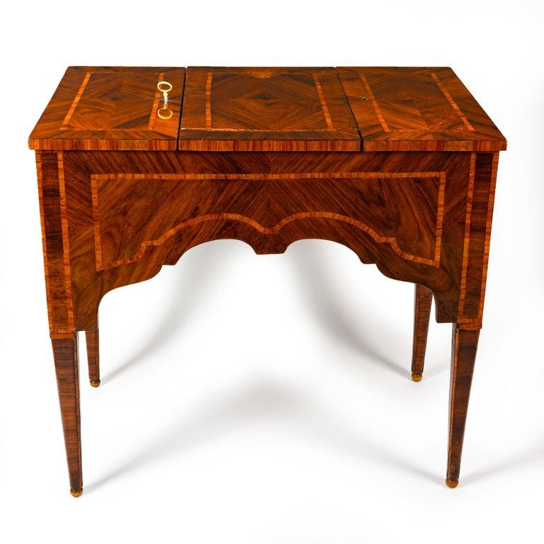 18th Century Louis XVI Italian Marquetry Dressing Table Lift Top Vanity