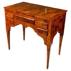 Antique 18th Century Louis XVI Italian Marquetry Dressing Table Lift Top Vanity Table