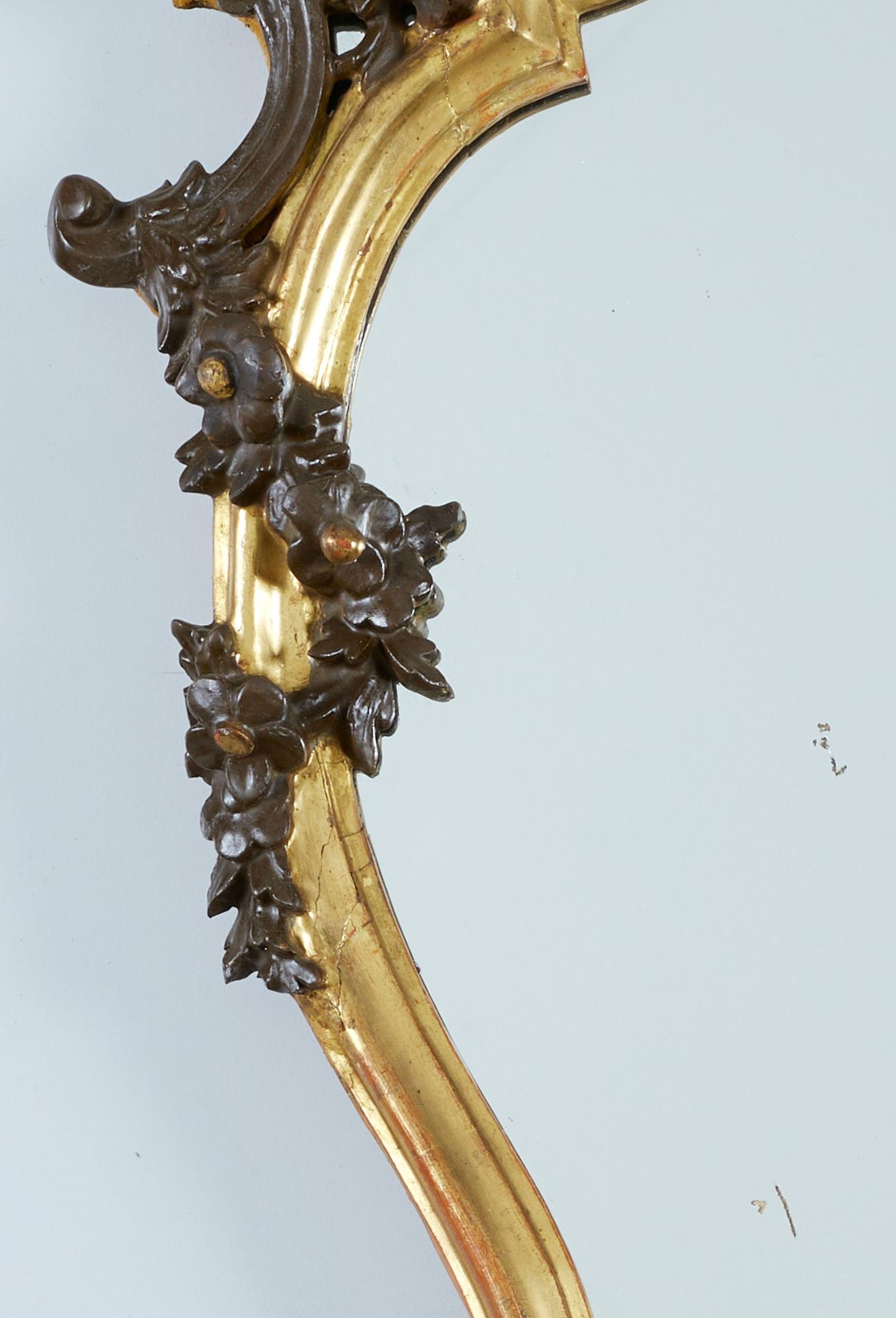 Hand-Carved 18th Century Louis XVI Italian Walnut Mirrors Couple Mercury Glasses For Sale