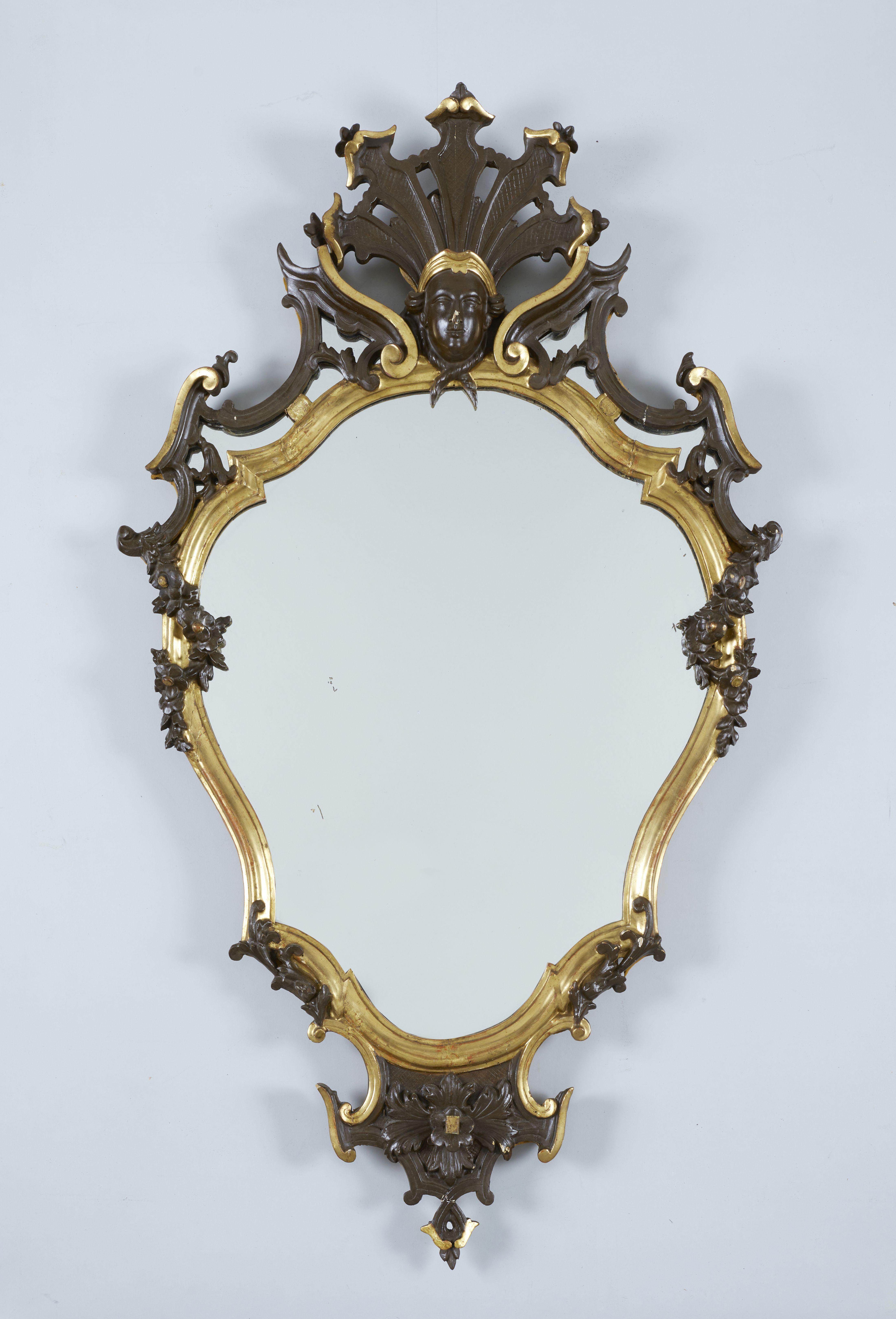 Wood 18th Century Louis XVI Italian Walnut Mirrors Couple Mercury Glasses For Sale