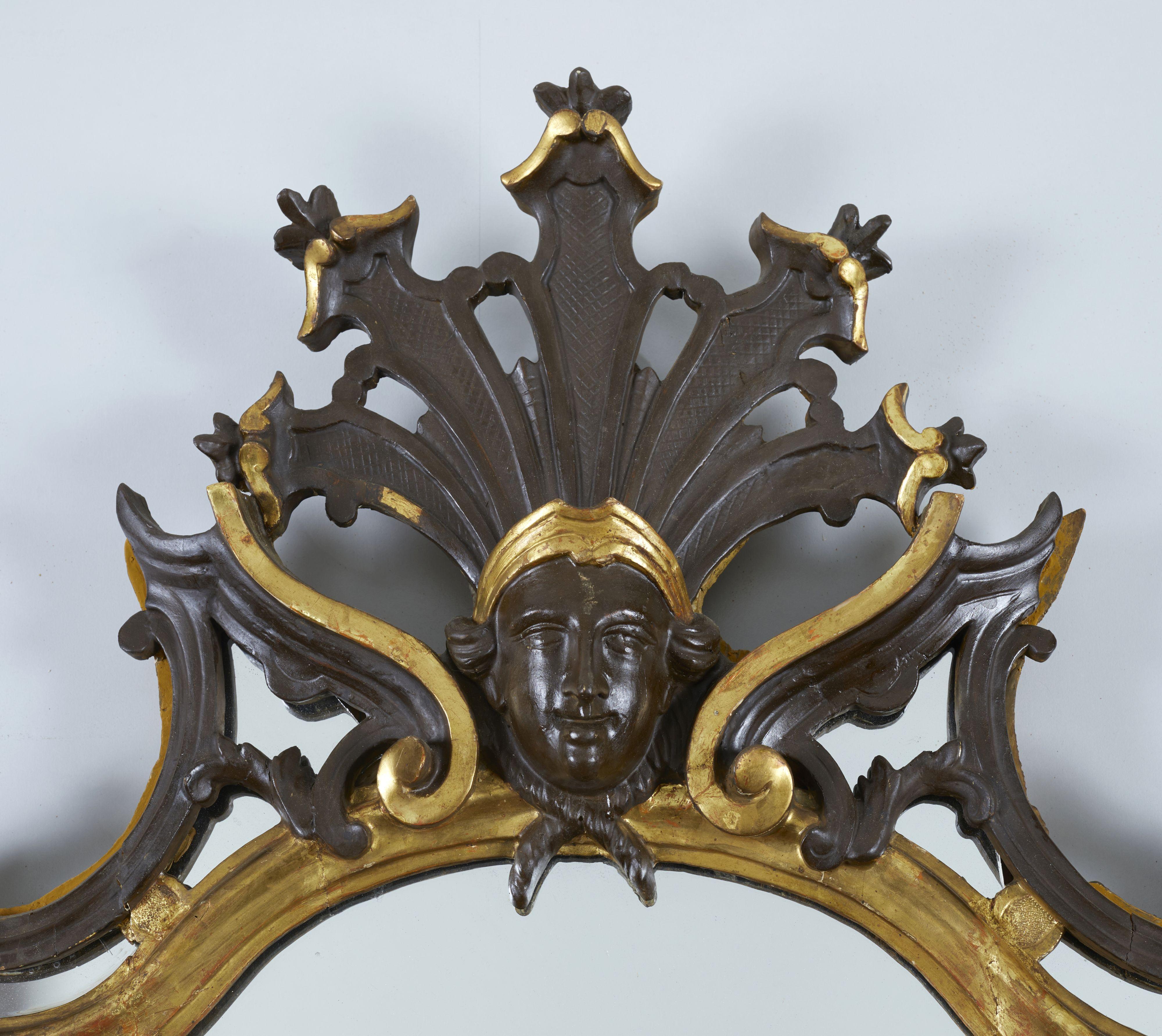 18th Century Louis XVI Italian Walnut Mirrors Couple Mercury Glasses For Sale 1