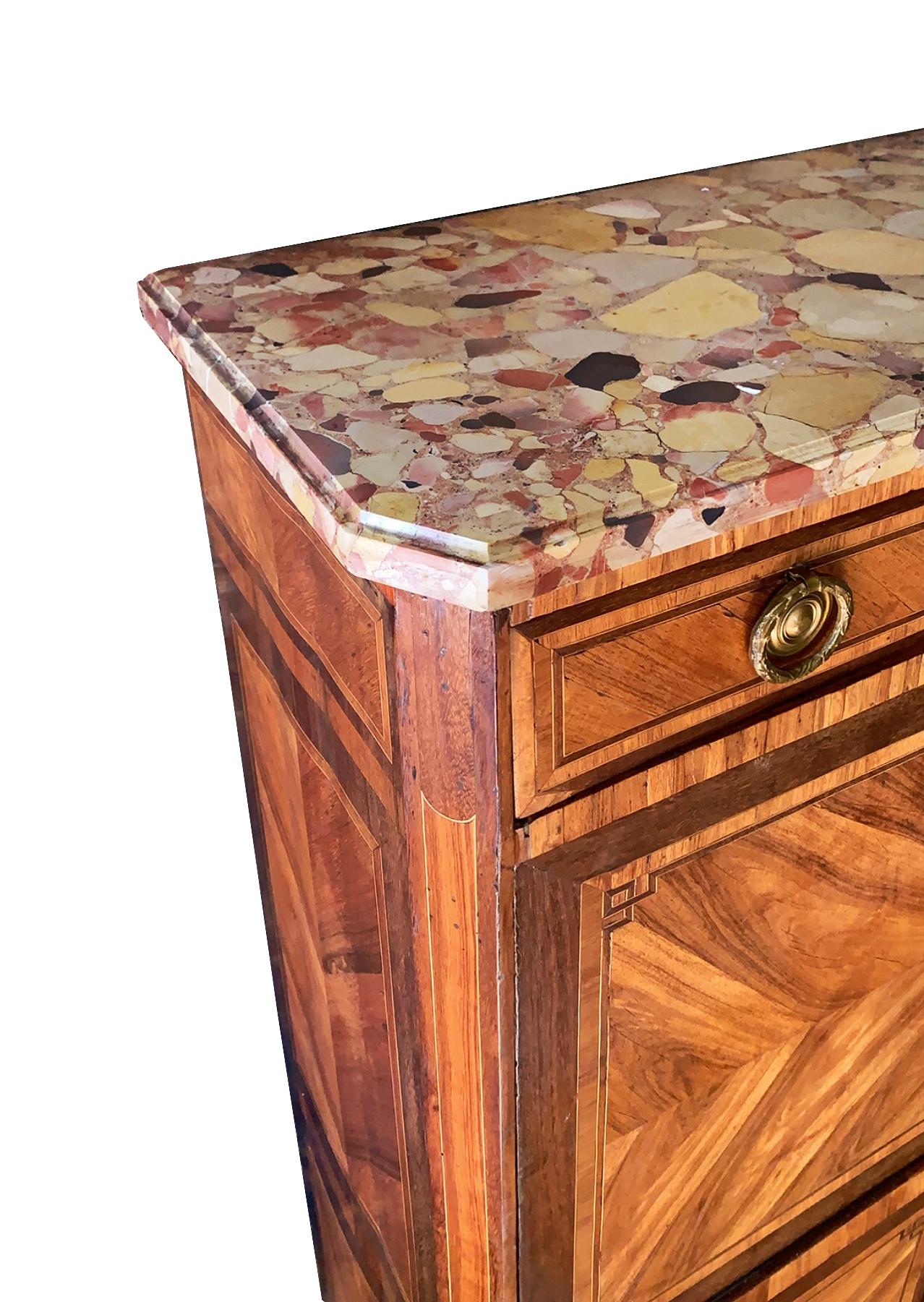 18th Century Louis XVI Kingwood and Marble Secretaire a Abbattant In Good Condition In Brooklyn, NY
