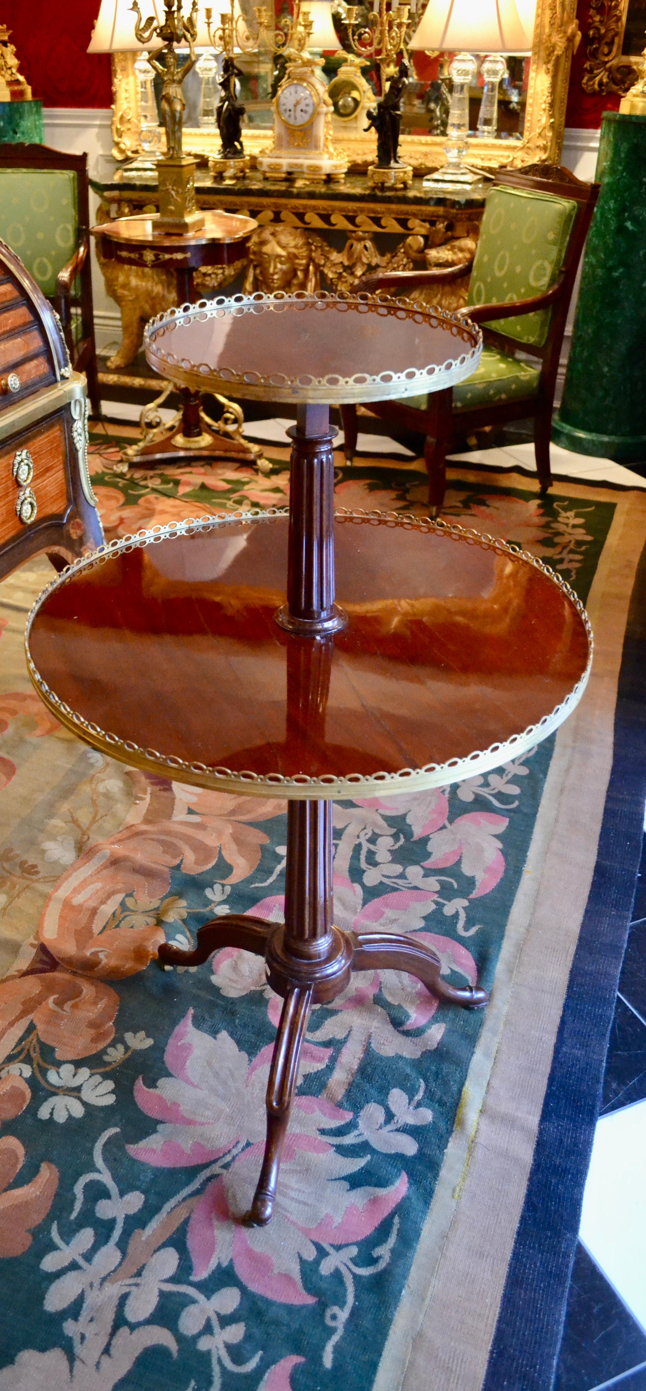 18th Century Louis XVI Magogany Dessert /Dumbwaiter Table with Ormolu Trim For Sale 6