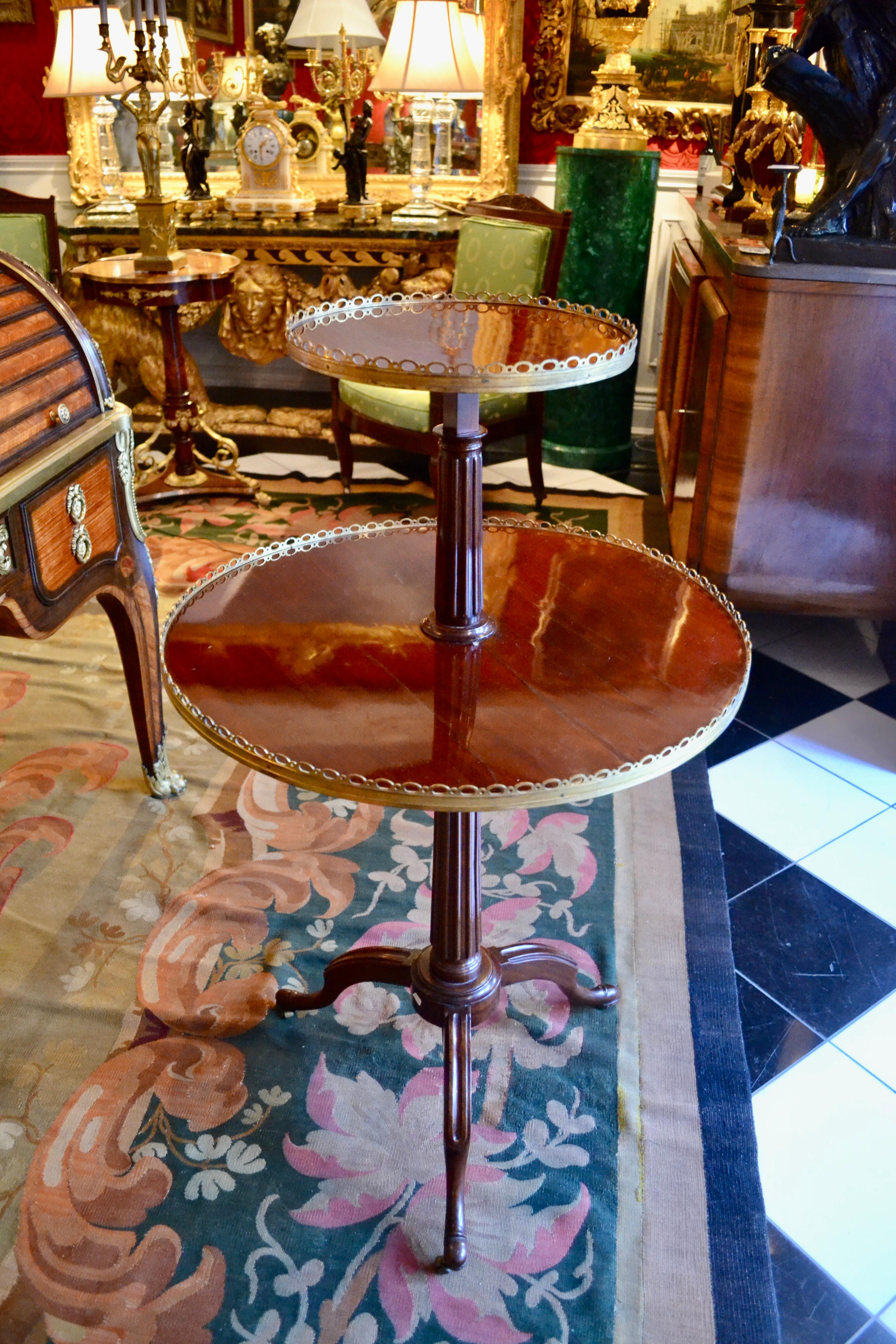 18th Century Louis XVI Magogany Dessert /Dumbwaiter Table with Ormolu Trim For Sale 7