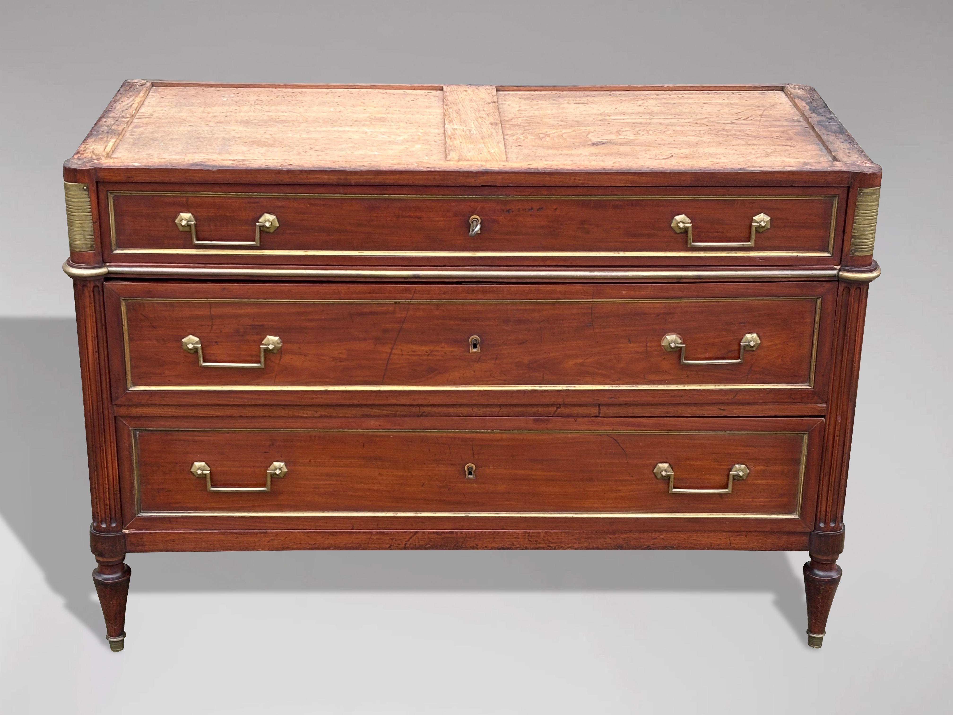 Polished 18th Century Louis XVI Mahogany Commode