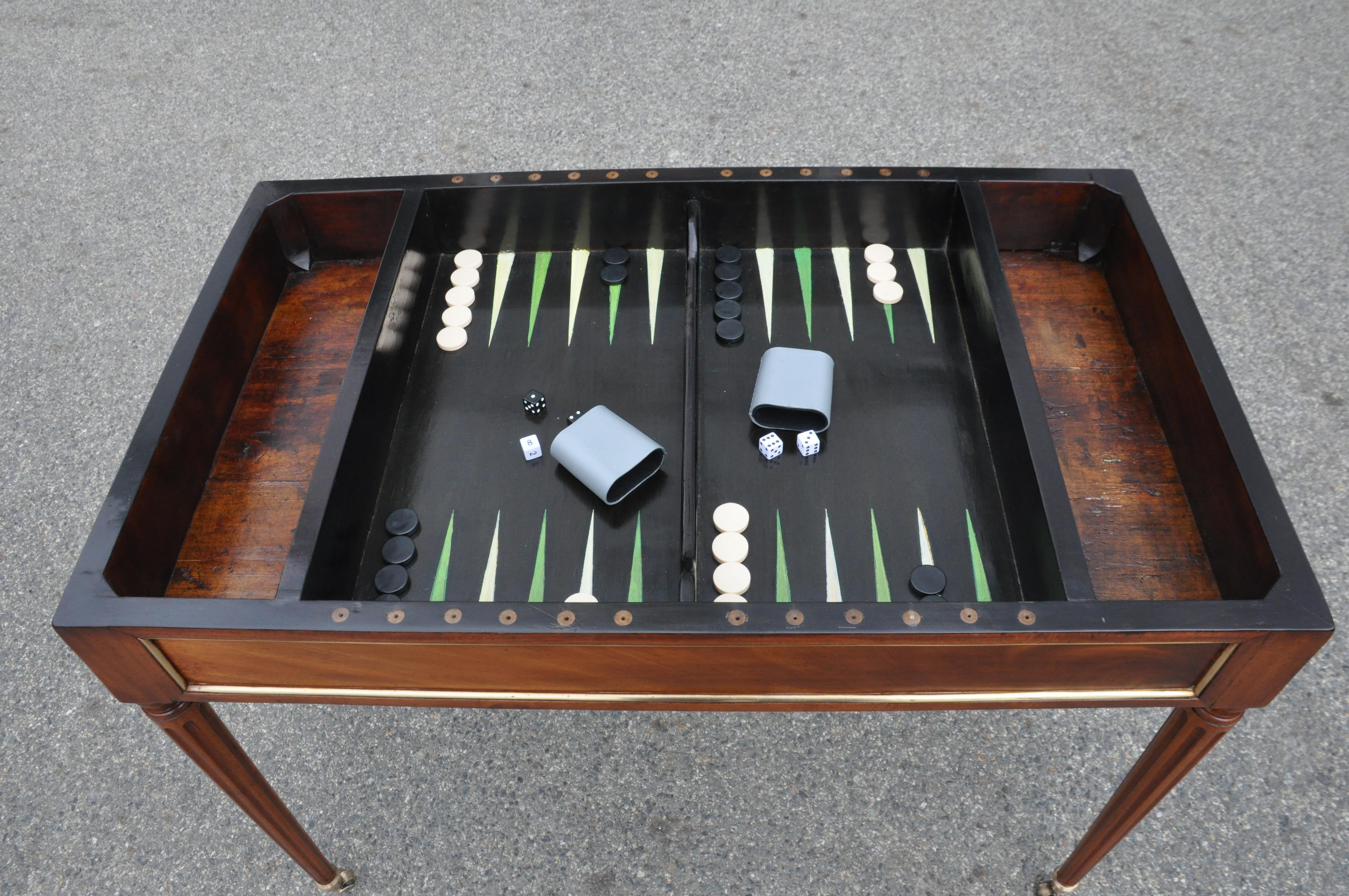 18th Century Louis XVI Mahogany Game or Tric-Trac Table In Good Condition In Essex, MA